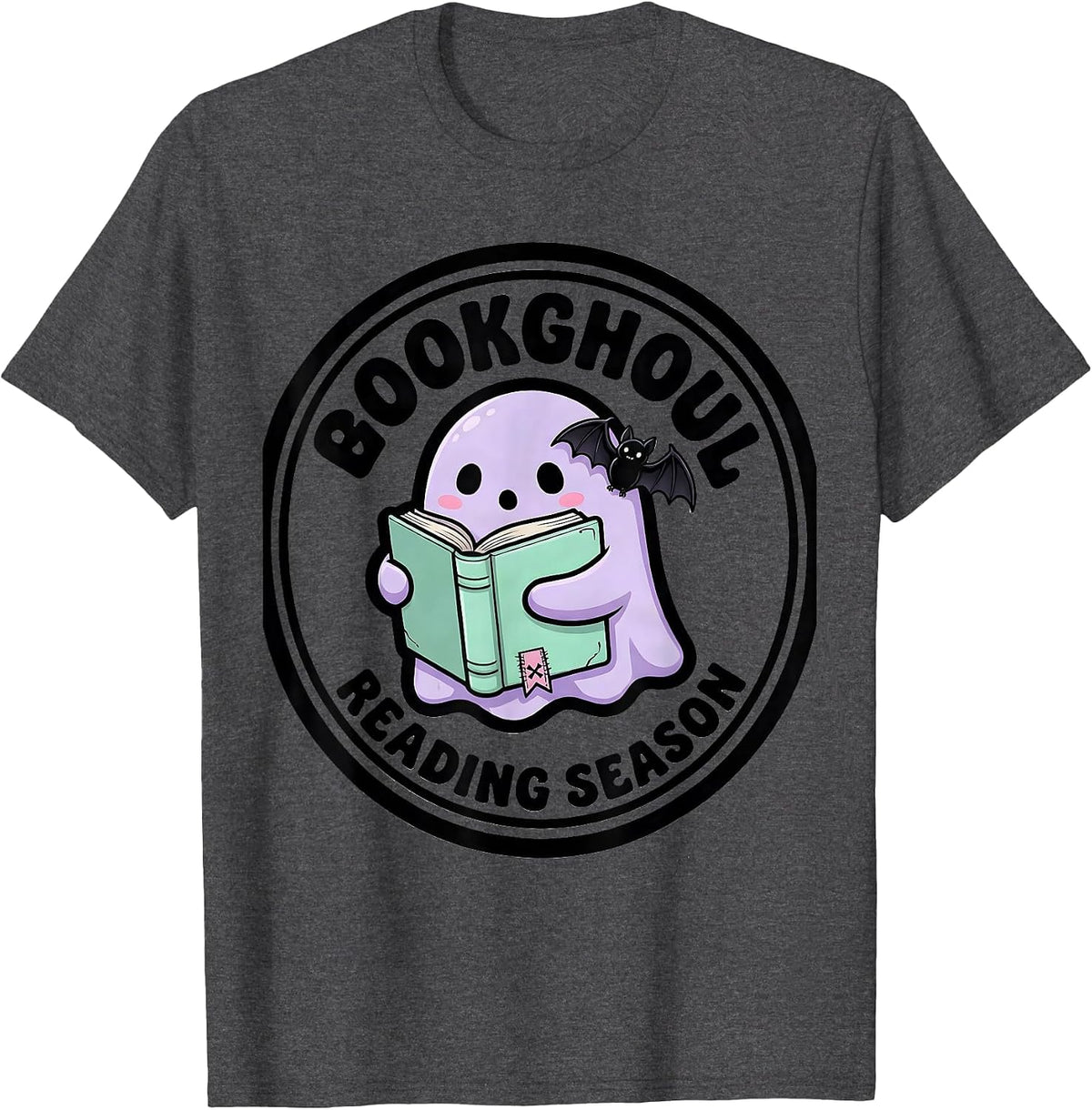 Men's Bookghoul Reading Season Pastel Goth Kawaii Teacher Autumn T-Shirt - Dark Heather Grey