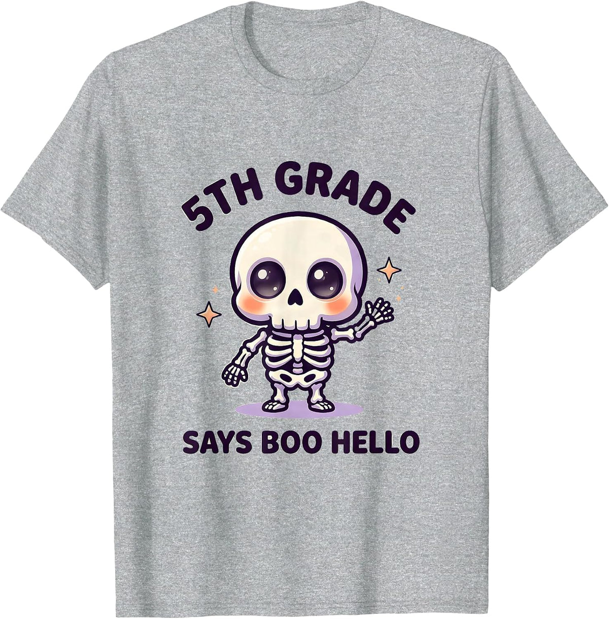 Men's 5th Grade Says Boo Hello Cute Kawaii Halloween Teacher T-Shirt - Heather Grey