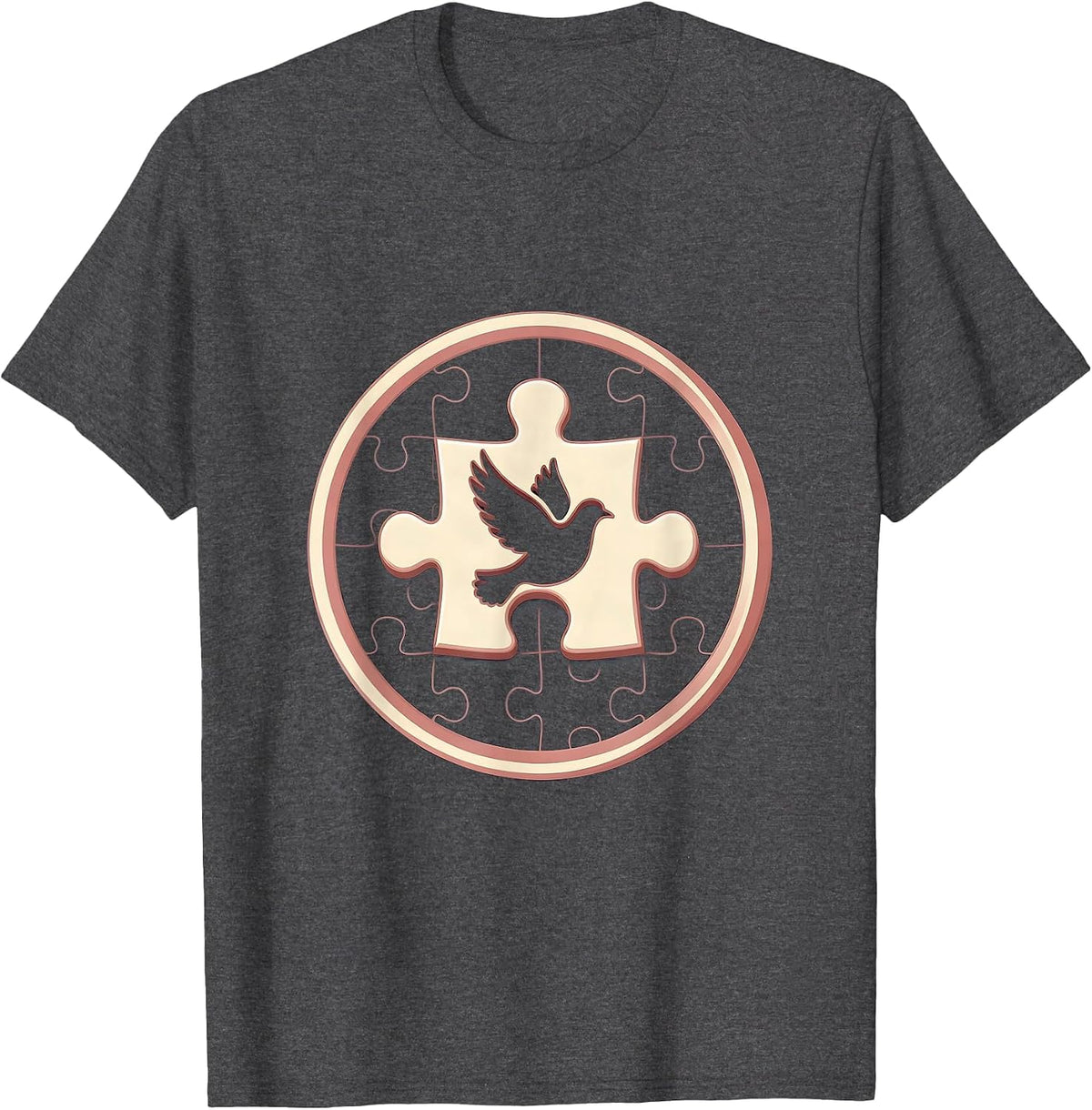 Men's Puzzle Piece Fitting Into Place Graphic Design T-Shirt - Dark Heather Grey