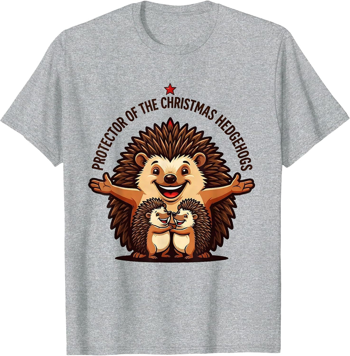 Men's Protector Of The Christmas Hedgehogs Cute Hedgehog Lover T-Shirt - Heather Grey