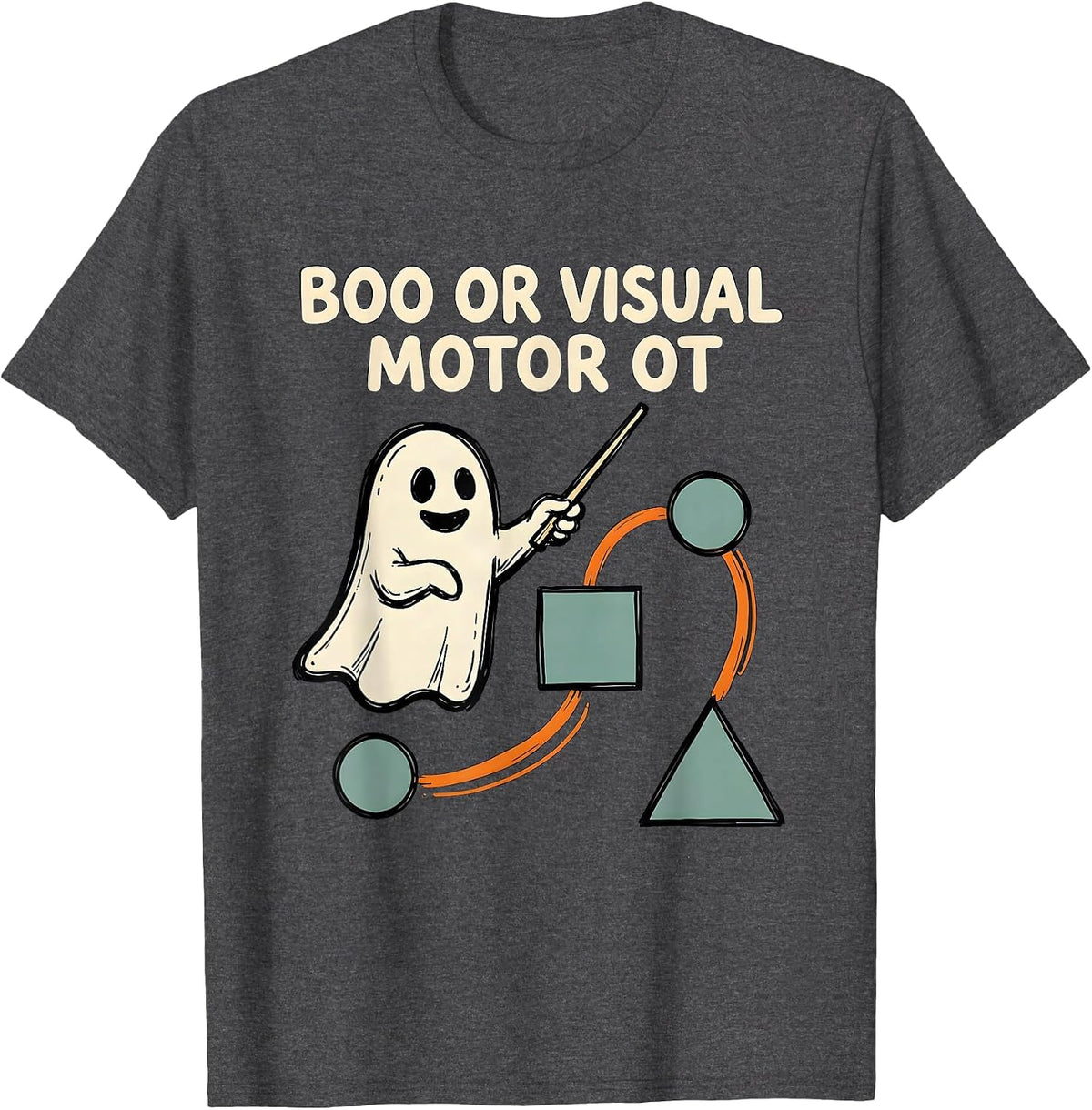 Men's Boo Or Visual Motor OT Funny Occupational Therapy Halloween T-Shirt - Dark Heather Grey