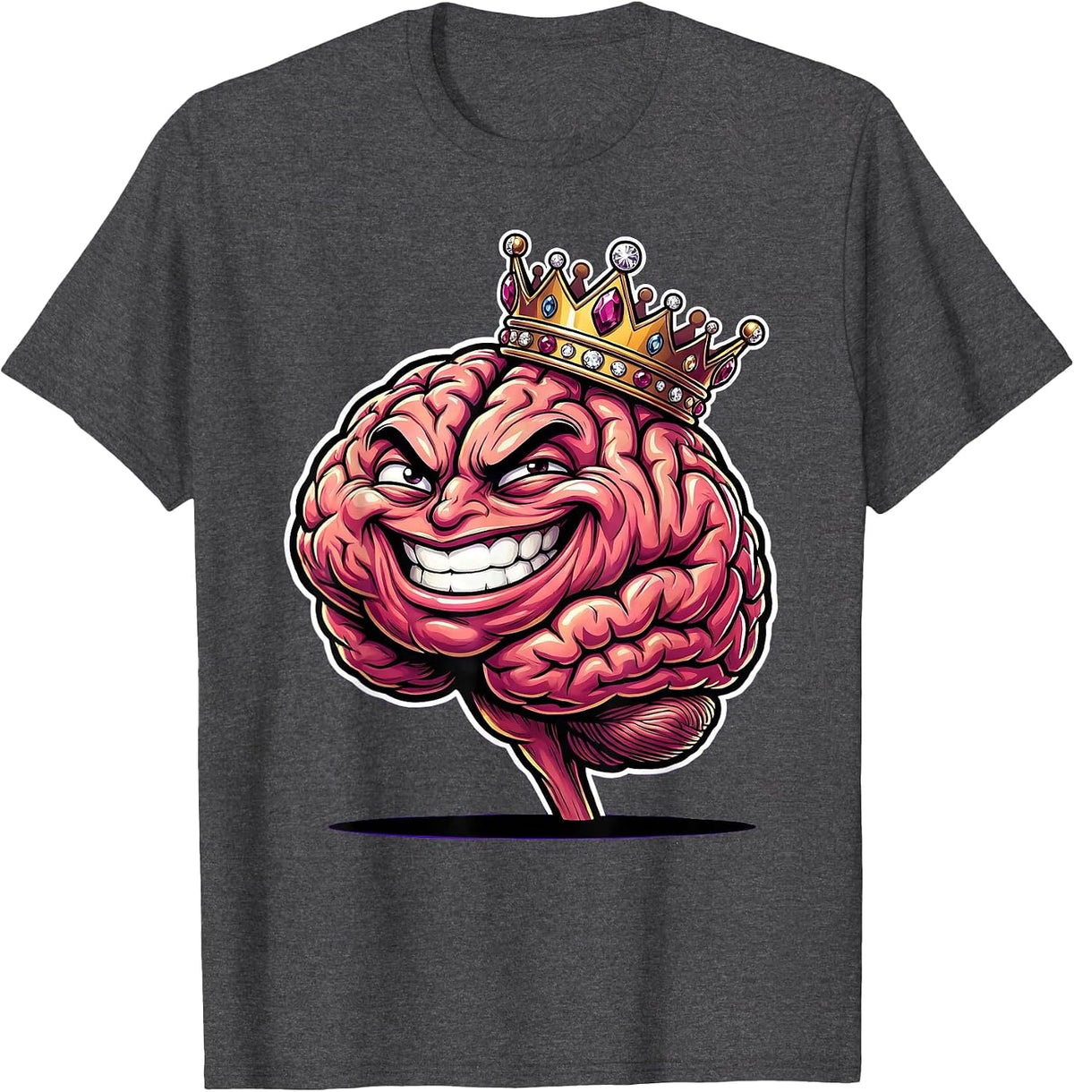 Men's Rizz Em With The Tism Glowing Crown Brain T-Shirt - Dark Heather Grey