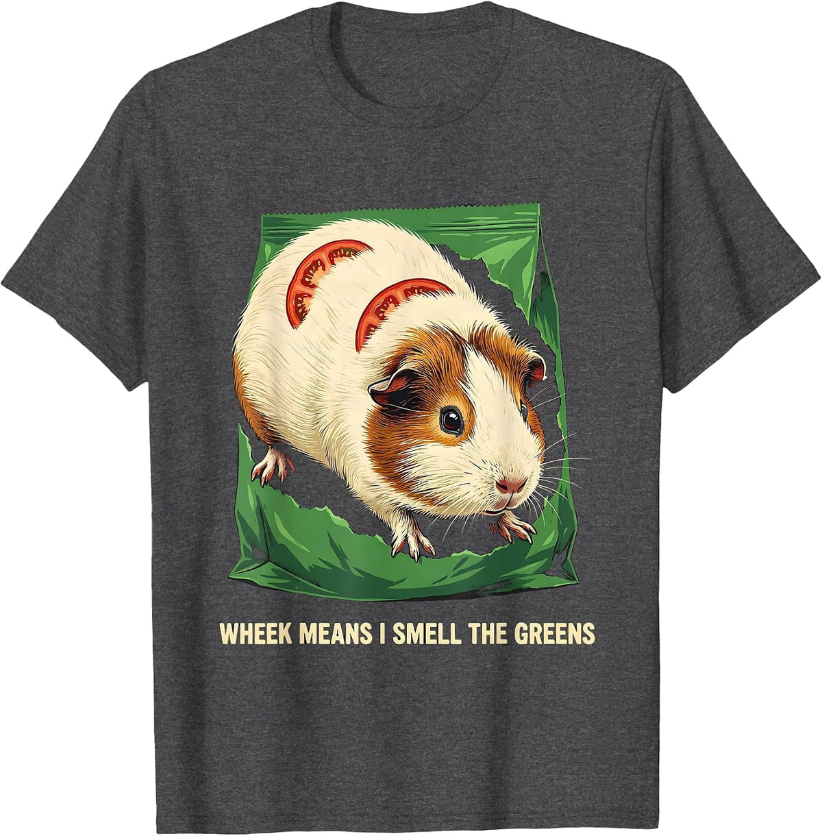 Wheek Means I Smell The Greens Funny Guinea Pig Pet Lover T-Shirt - Dark Heather Grey