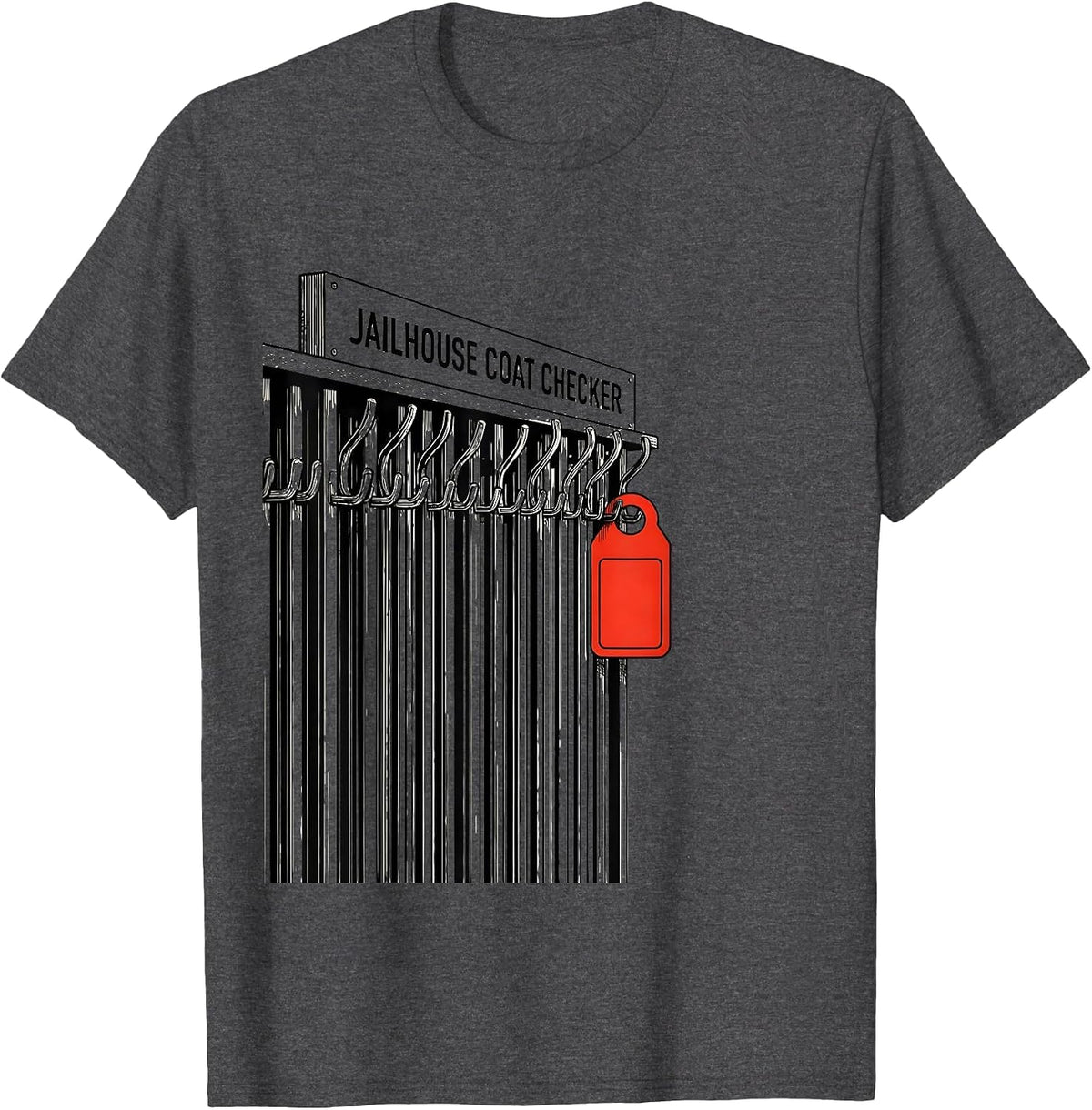 Men's Jailhouse Coat Checker Funny Police Officer Gift Law T-Shirt - Dark Heather Grey
