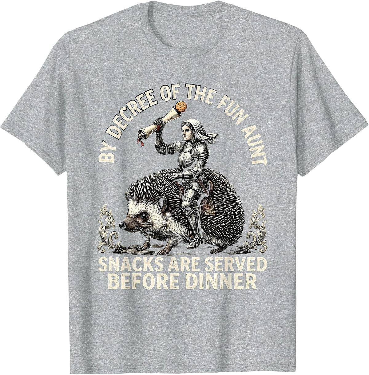 Men's By Decree Of The Fun Aunt, Snacks Are Served Before Dinner T-Shirt - Heather Grey