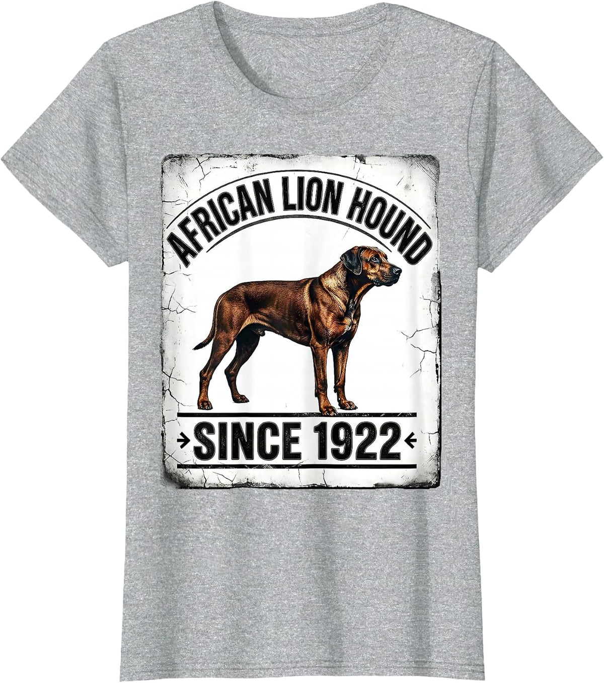 African Lion Hound Since 1922 Distressed Rhodesian Ridgeback T-Shirt - Heather Grey