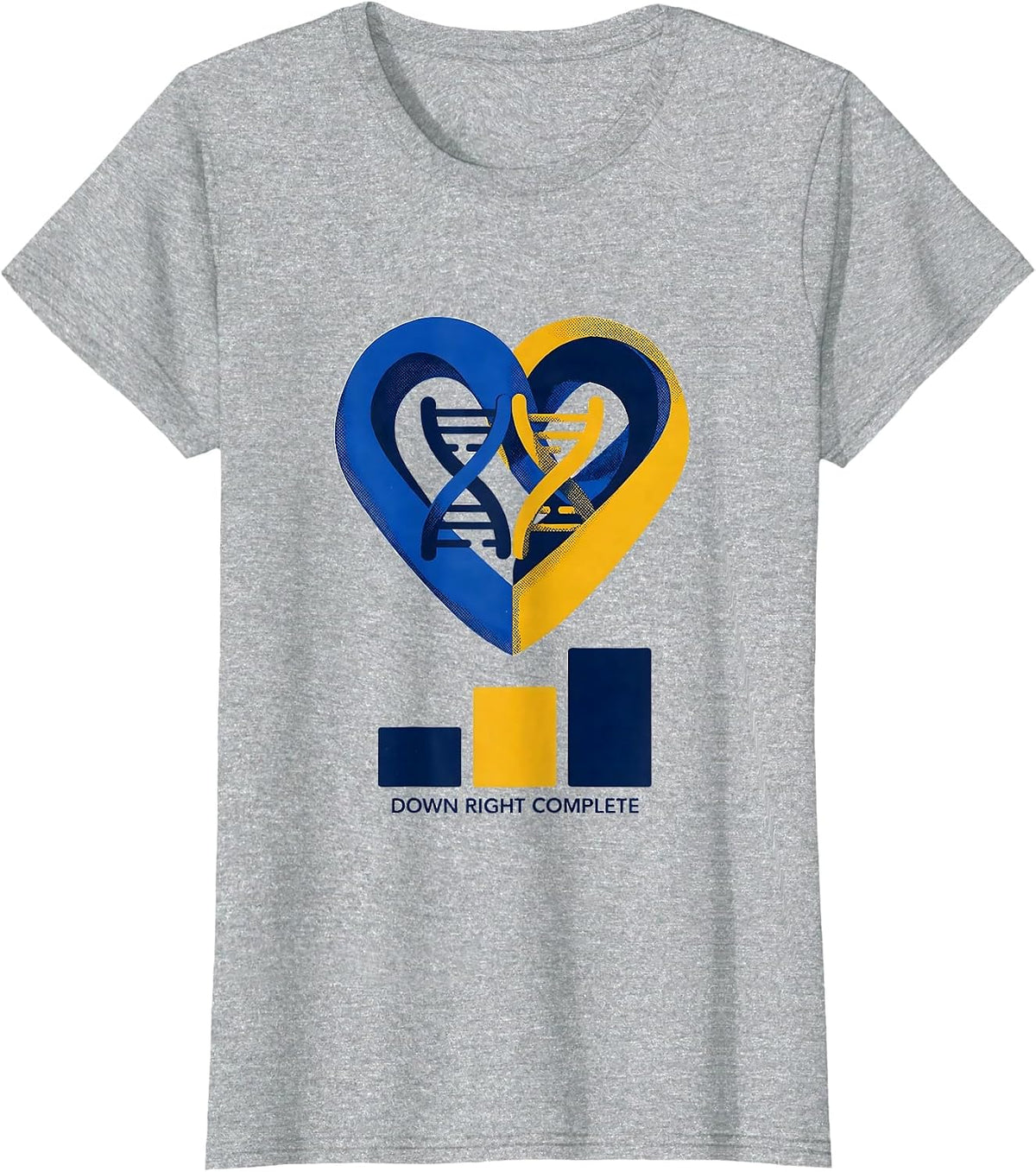 Down Right Complete Heartfelt Down Syndrome Awareness Family T-Shirt - Heather Grey