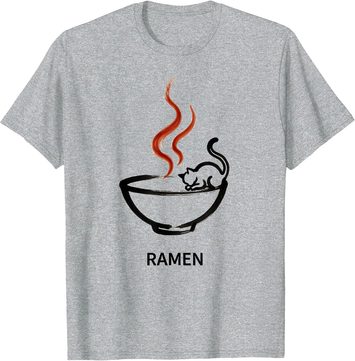 Men's RAMEN Kawaii Anime Cat Japanese Humor Funny Gift T-Shirt - Heather Grey