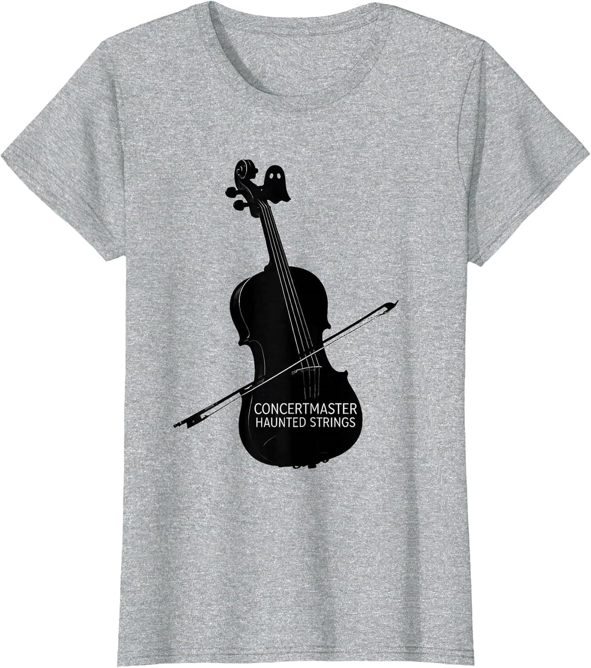 Women's Concertmaster, Haunted Strings Whimsical Music Teacher Ghost T-Shirt - Heather Grey