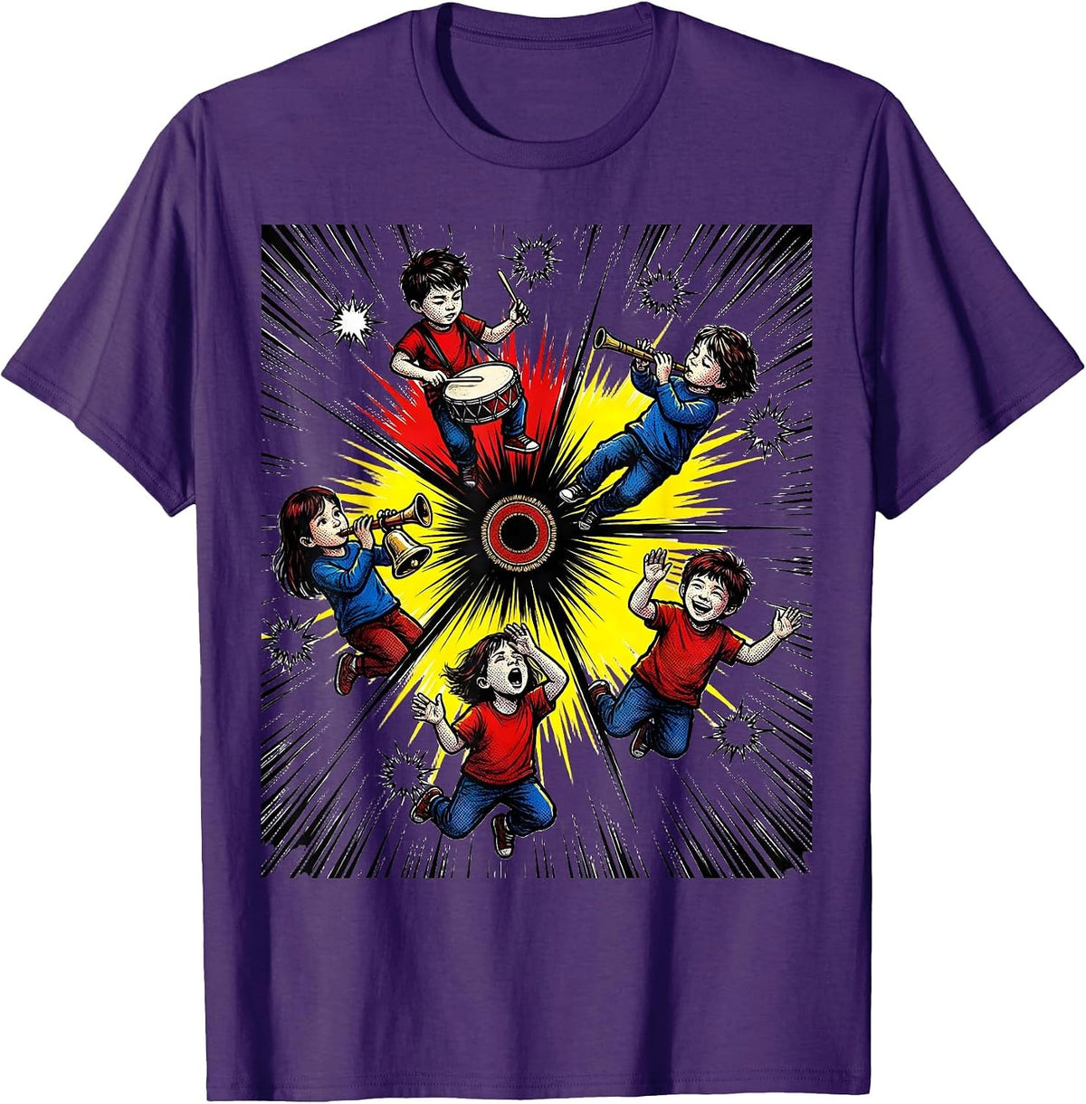 Comic Kids Music Classroom Teacher Back To School T-Shirt - Purple