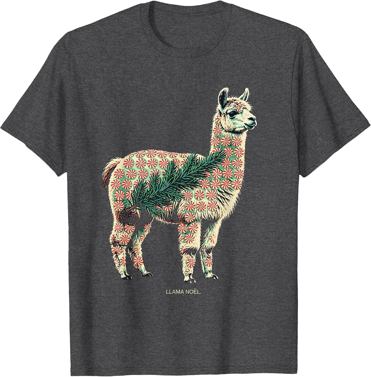 Llama Noël Funny Llama Christmas Animal Lover Gift T-Shirt - Dark Heather Grey