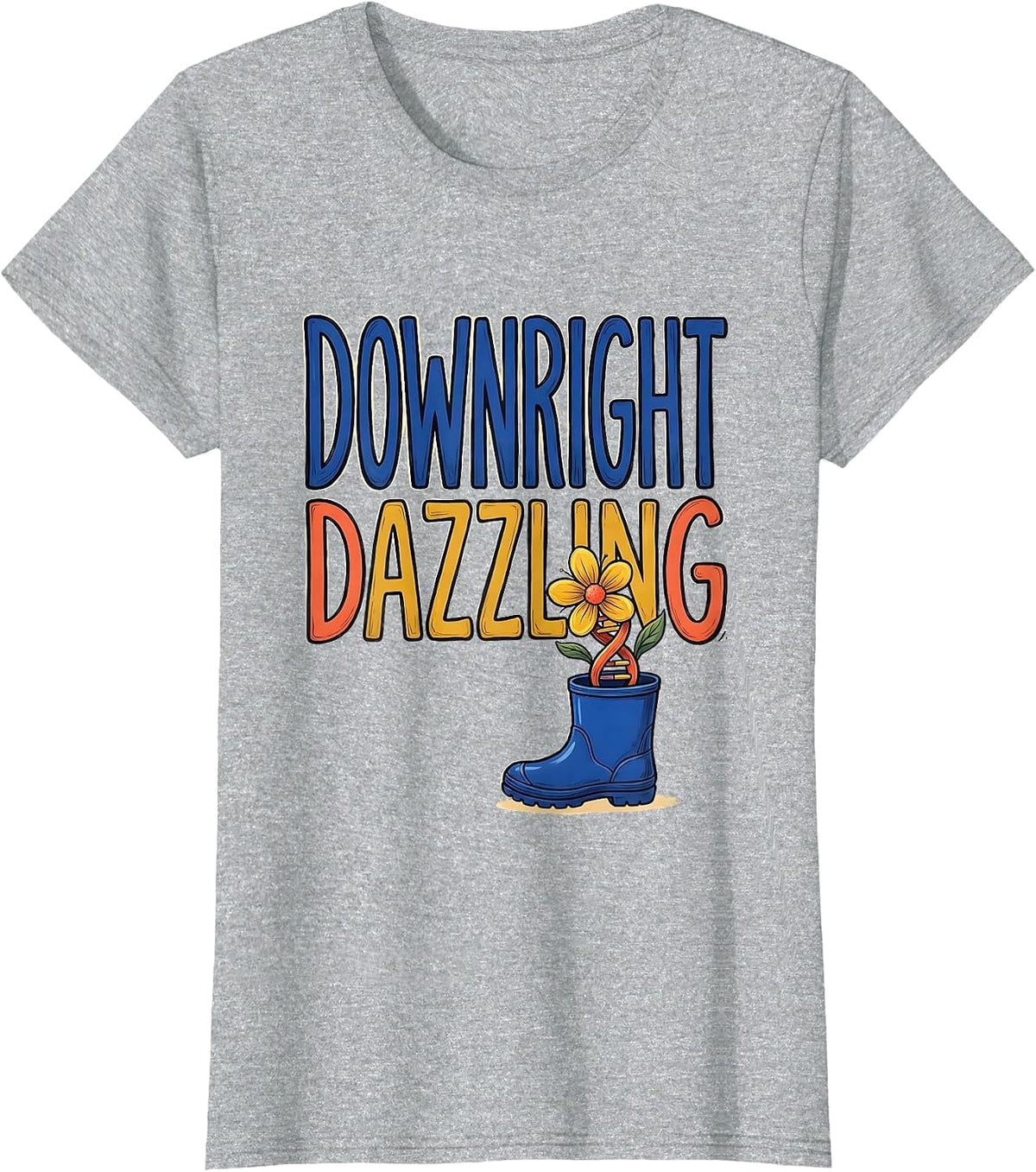 Women's Downright Dazzling Whimsical Down Syndrome Awareness Support T-Shirt - Heather Grey