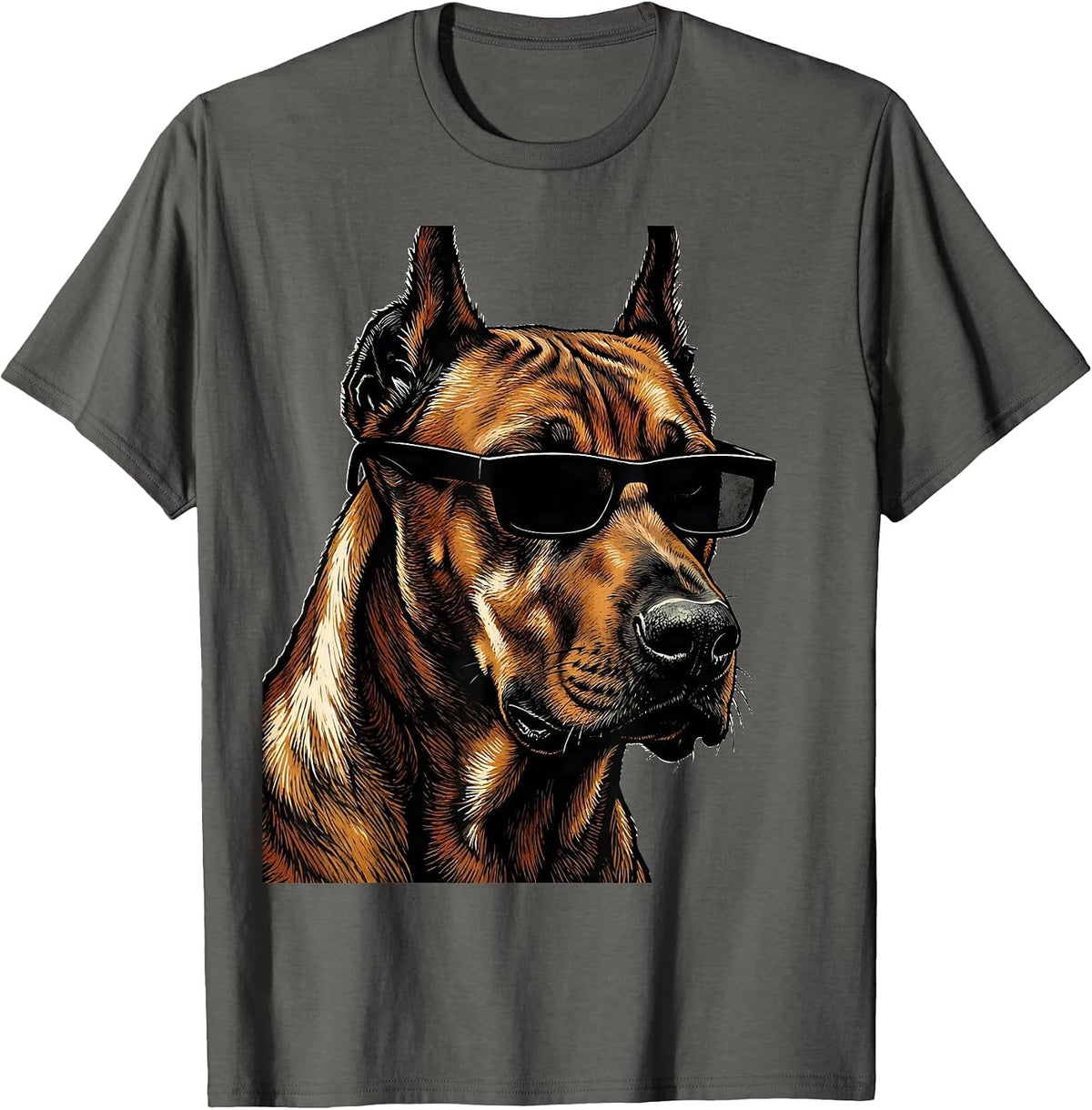 Rhodesian Ridgeback Sunglasses Linocut Dog Lover Humor T-Shirt - Asphalt Grey