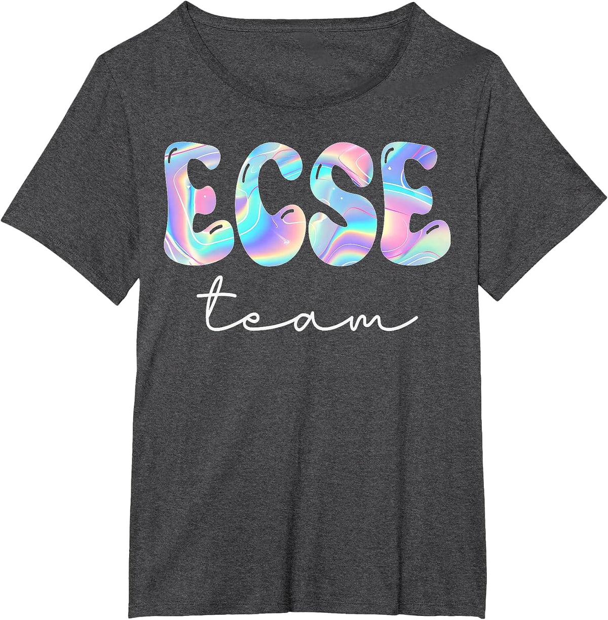 ECSE Team Groovy Back to School Cute Teachers Women Girl T-Shirt - Dark Heather Grey