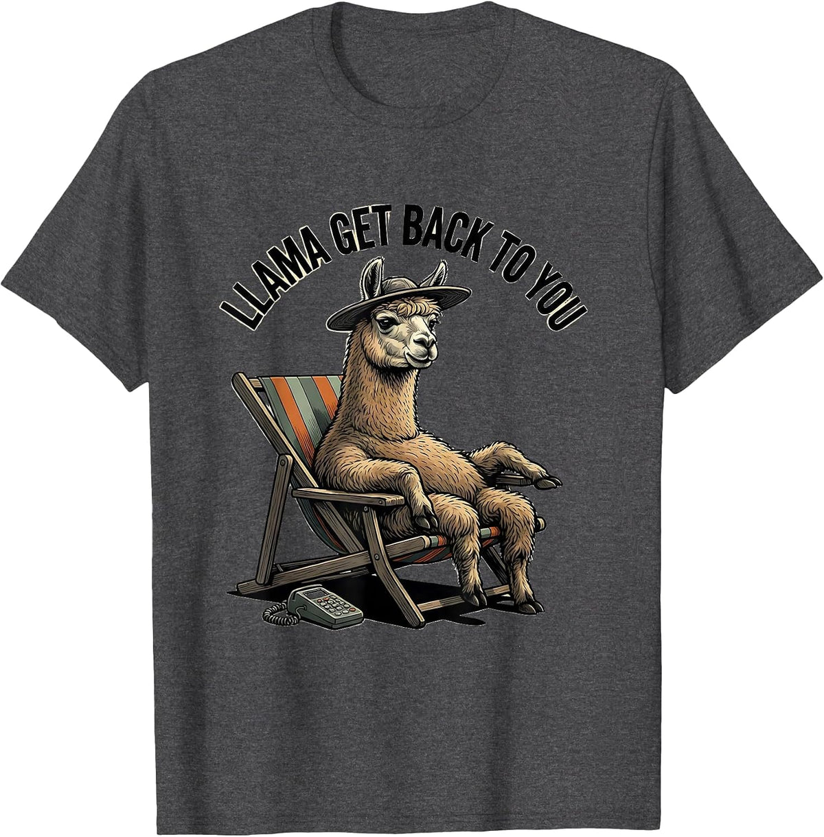Men's Llama Get Back To You Funny Alpaca Animal Lover Gift T-Shirt - Dark Heather Grey