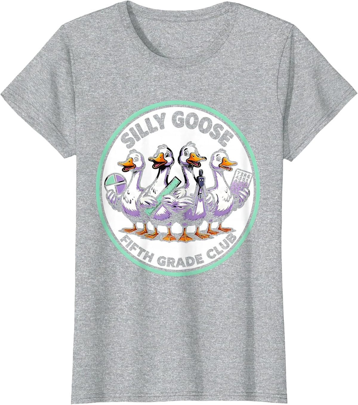 Silly Goose Fifth Grade Club Funny Teacher Back To School T-Shirt - Heather Grey