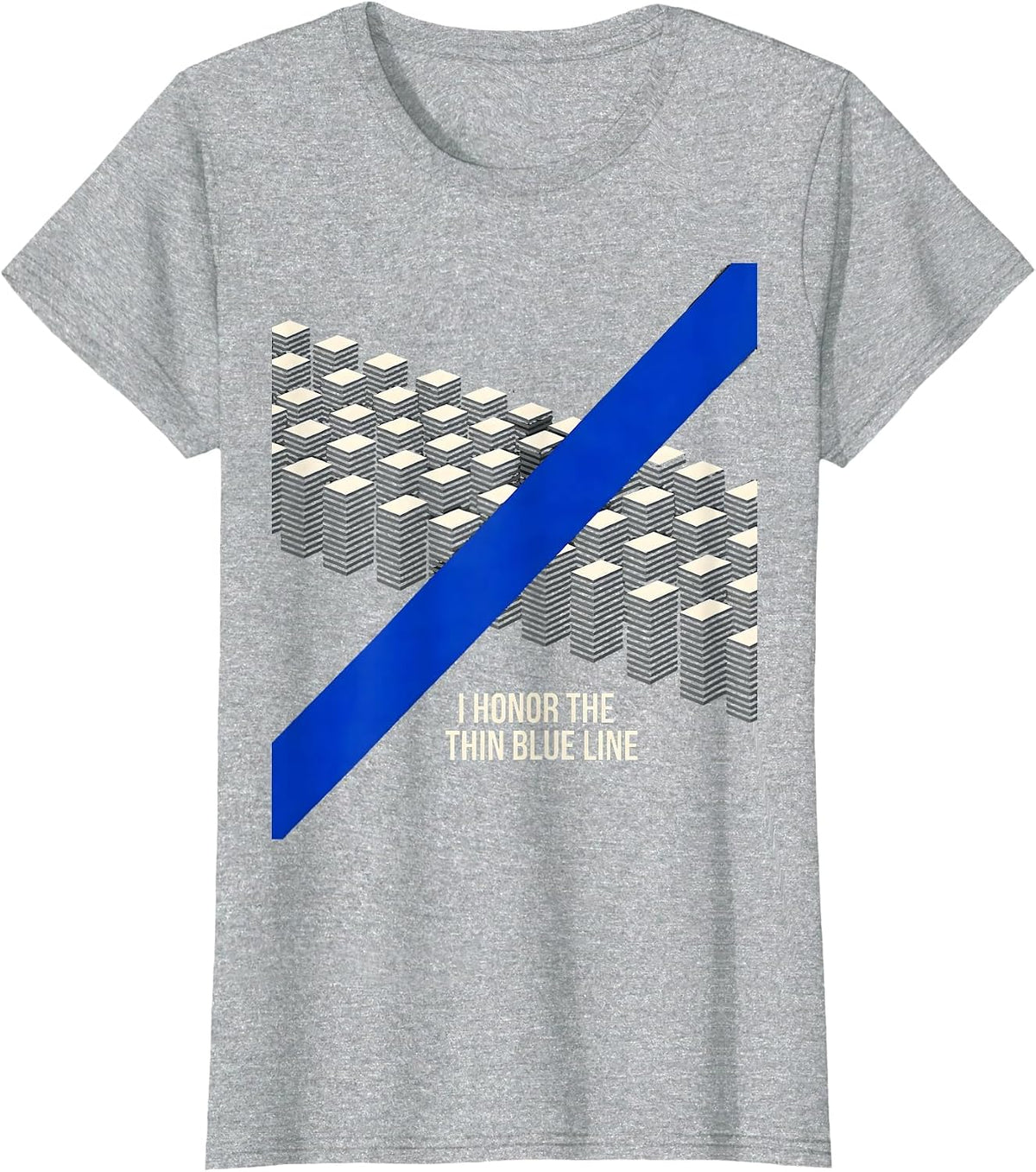 Women's I Honor The Thin Blue Line Vintage Police Support Officer T-Shirt - Heather Grey
