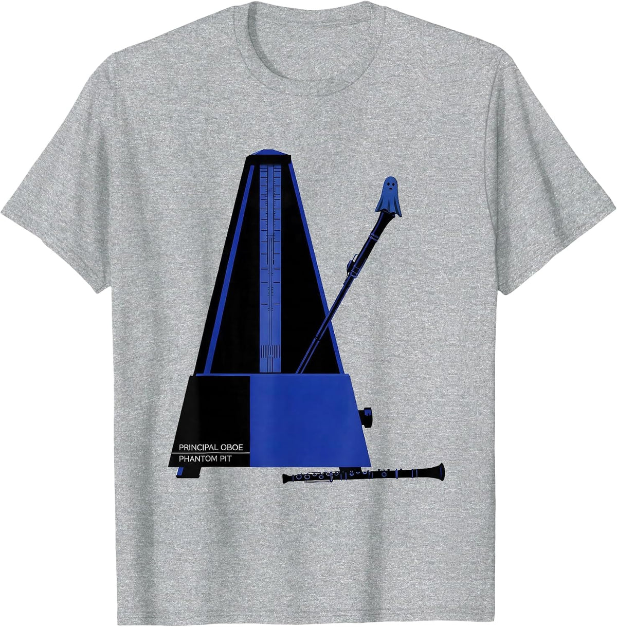 Men's Principal Oboe Phantom Pit Whimsical Music Teacher Halloween T-Shirt - Heather Grey