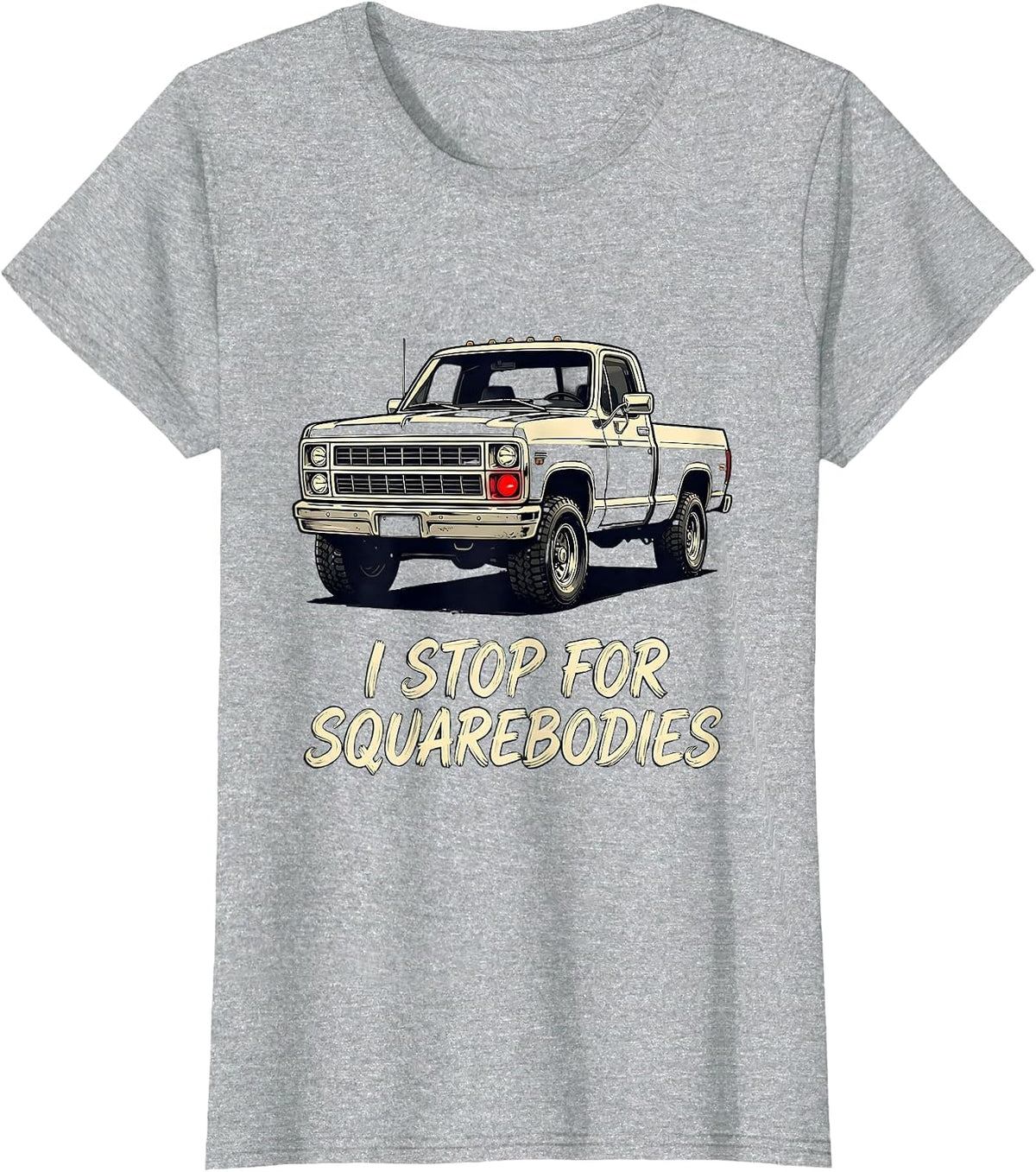 I Stop For Squarebodies Funny Truck Driver Pickup Enthusiast T-Shirt - Heather Grey