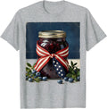 Red White and Blueberries Jam Jar Flag Ribbon T-Shirt, Men, Heather Grey, Medium - As Pictured