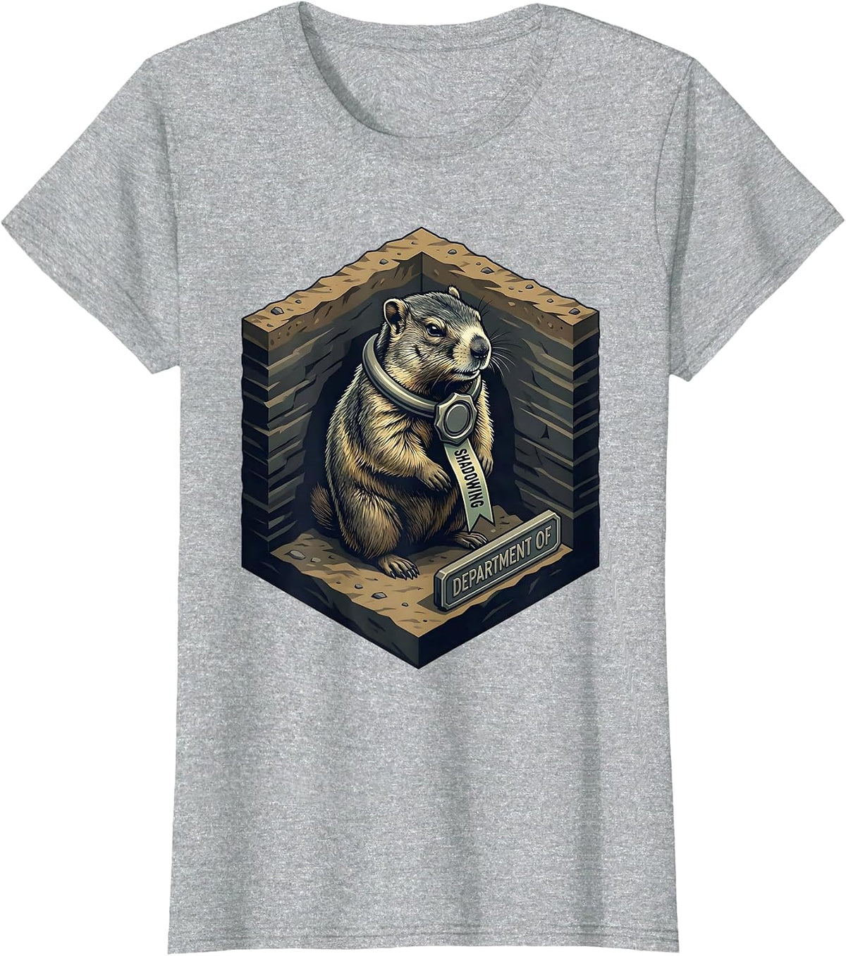 Department Of Shadowing Whimsical Groundhog Humor Gift T-Shirt - Heather Grey