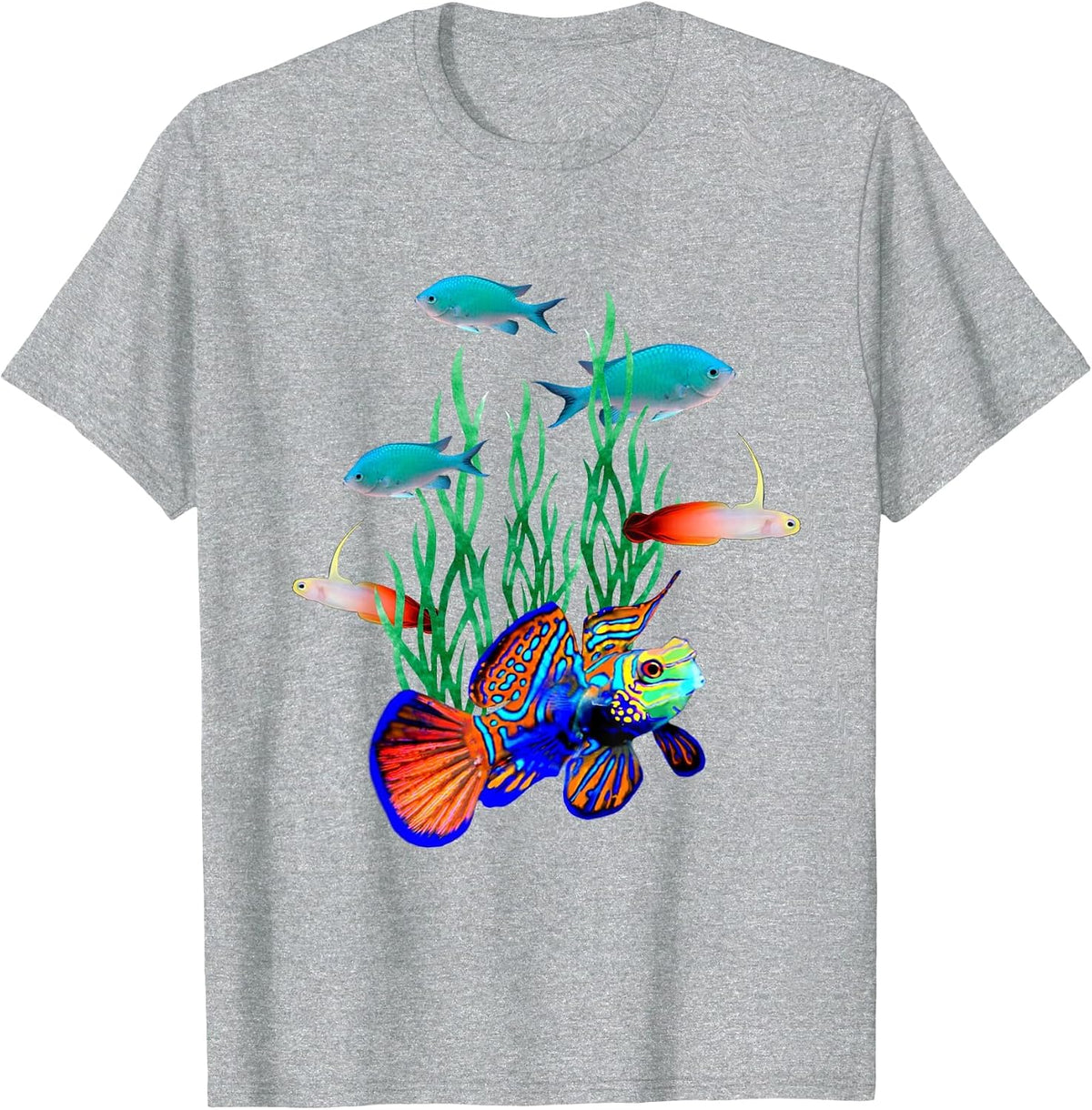 Mandarin Goby Chromis Saltwater Reef Fish Corals Lovers Art T-Shirt - Heather Grey