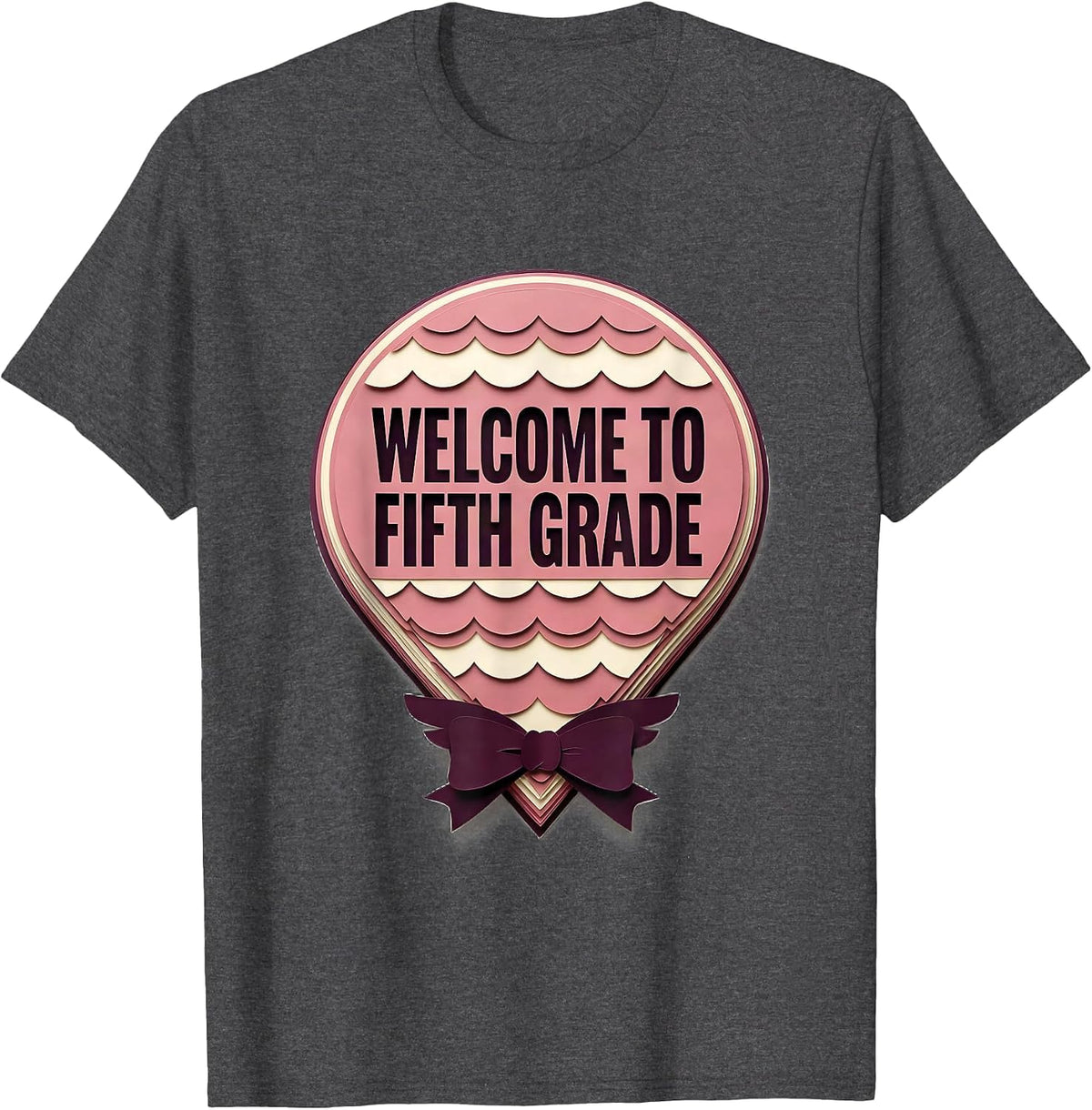 Welcome To Fifth Grade Coquette Bow Back To School Girl T-Shirt - Dark Heather Grey