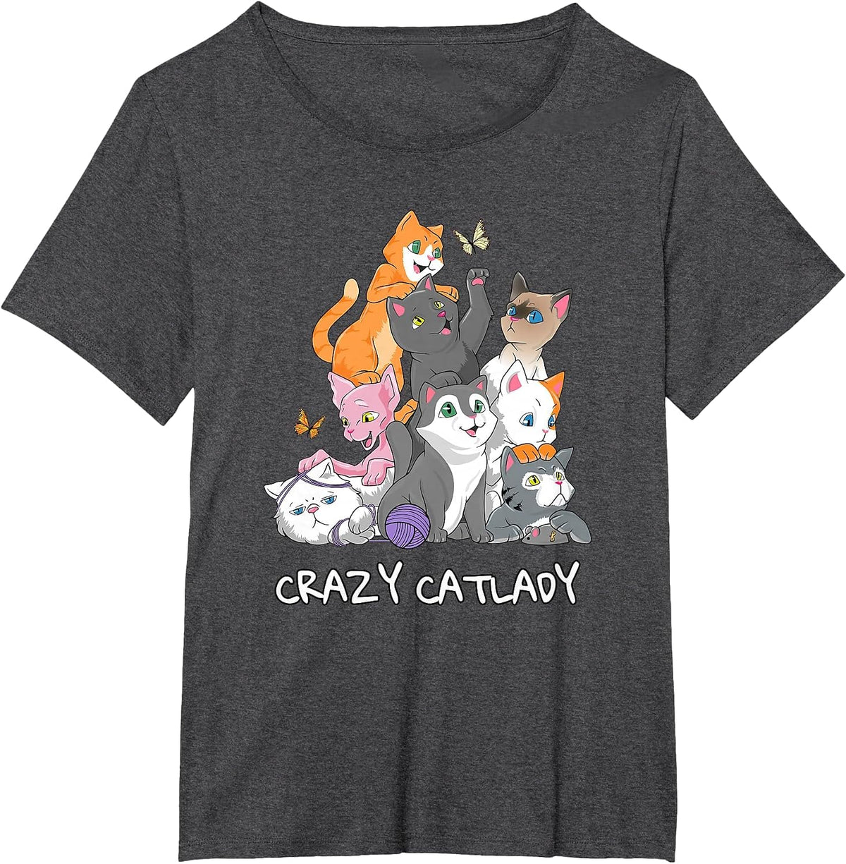 Crazy Catlady Shirt Cat Breeds Kitten Funny Cat Mom T-Shirt - Dark Heather Grey