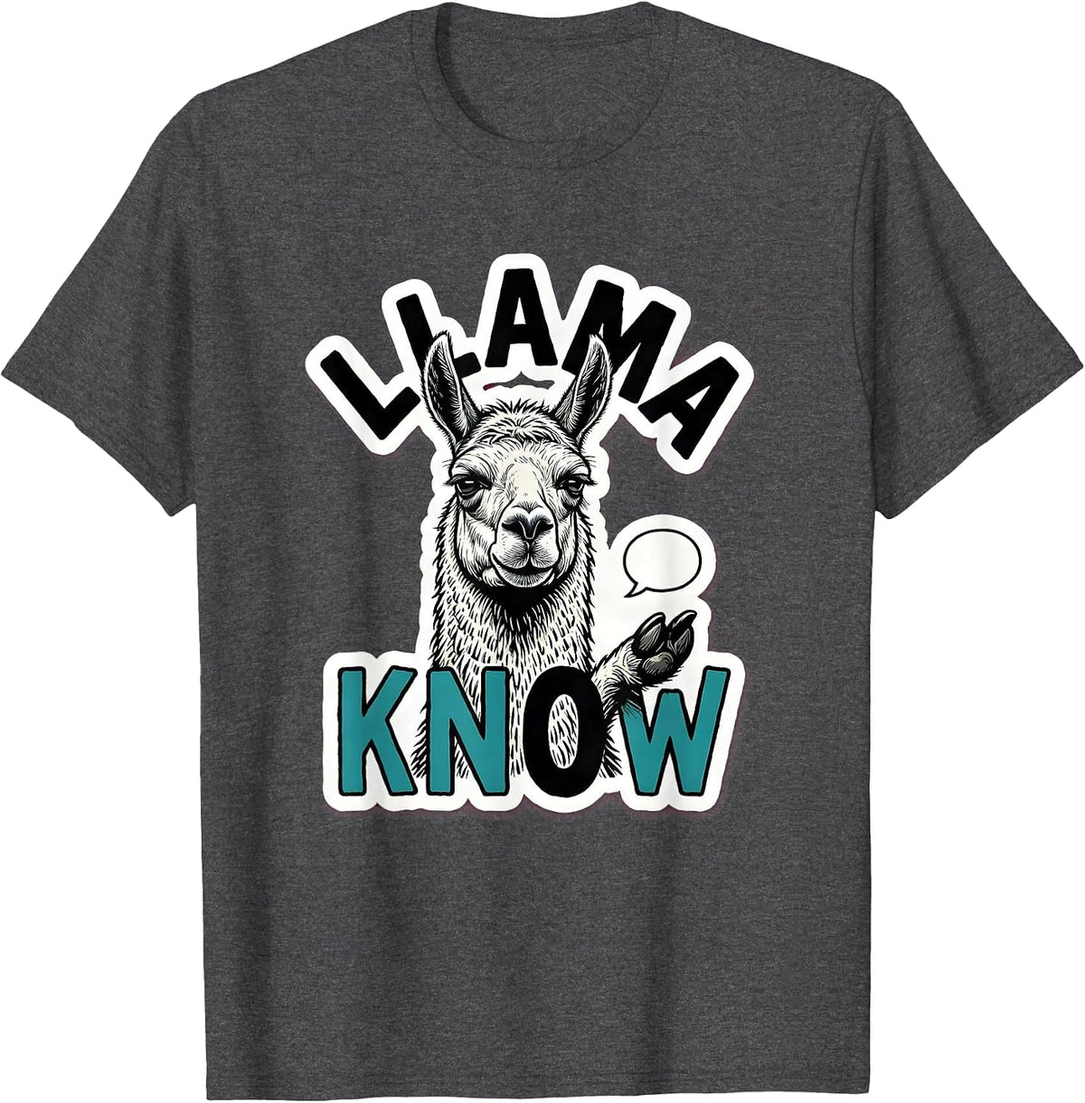 Men's Llama Know Funny Alpaca Lover Animal Humor T-Shirt - Dark Heather Grey