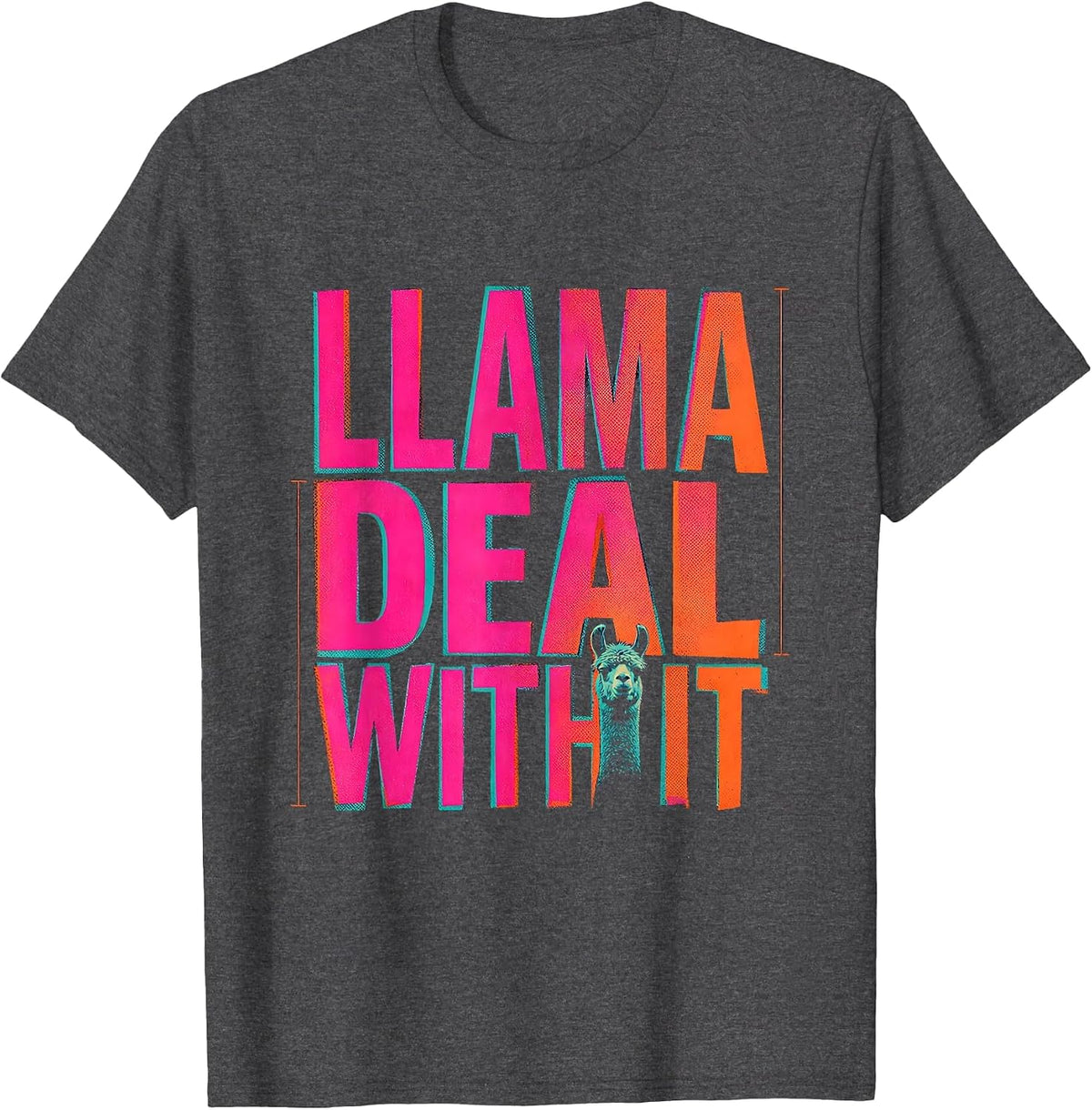 Llama Deal With It Funny Alpaca Animal Lover Humor T-Shirt - Dark Heather Grey