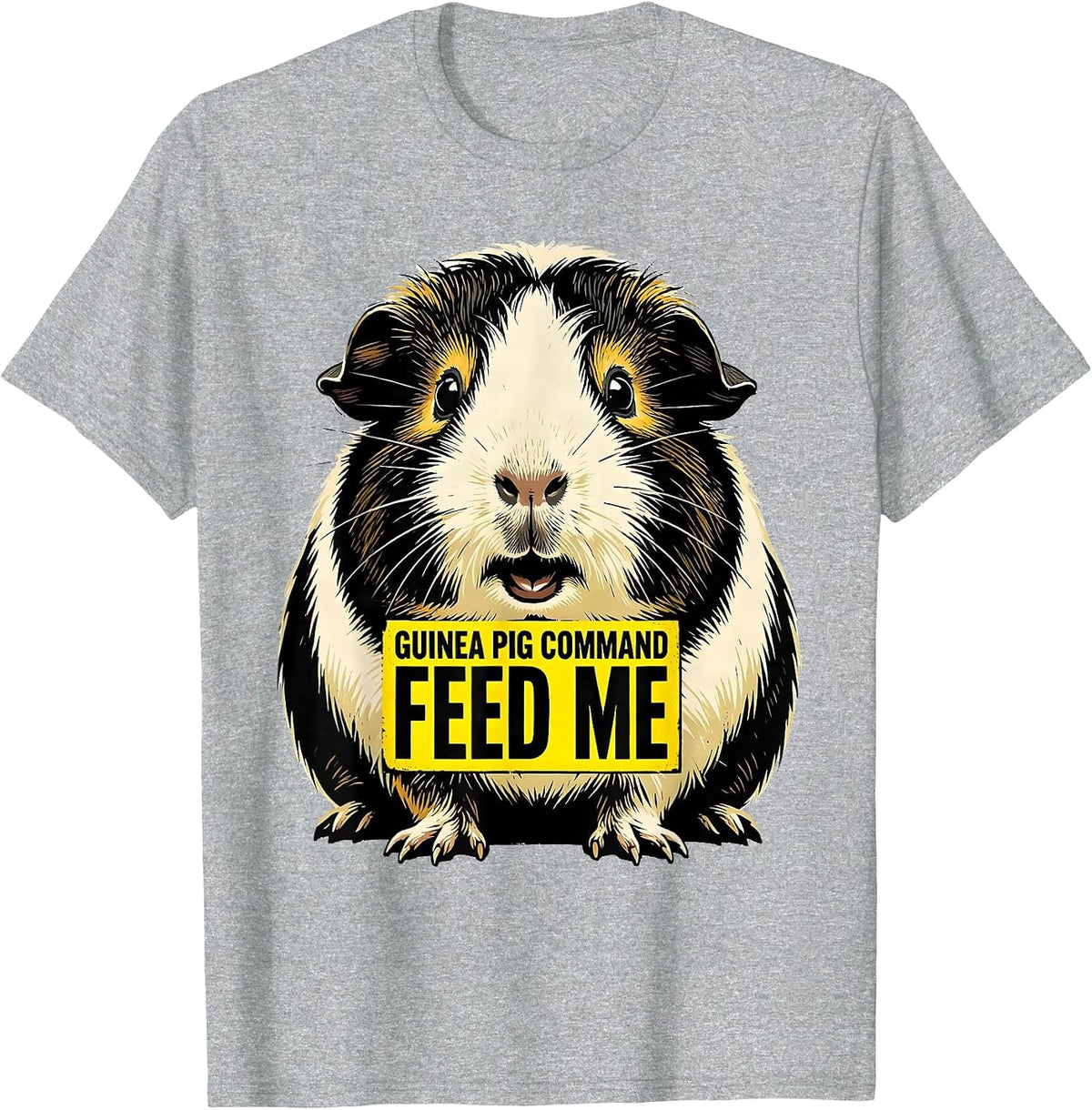 Men's Guinea Pig Command Feed Me Cute Pet Owner Humor T-Shirt - Heather Grey