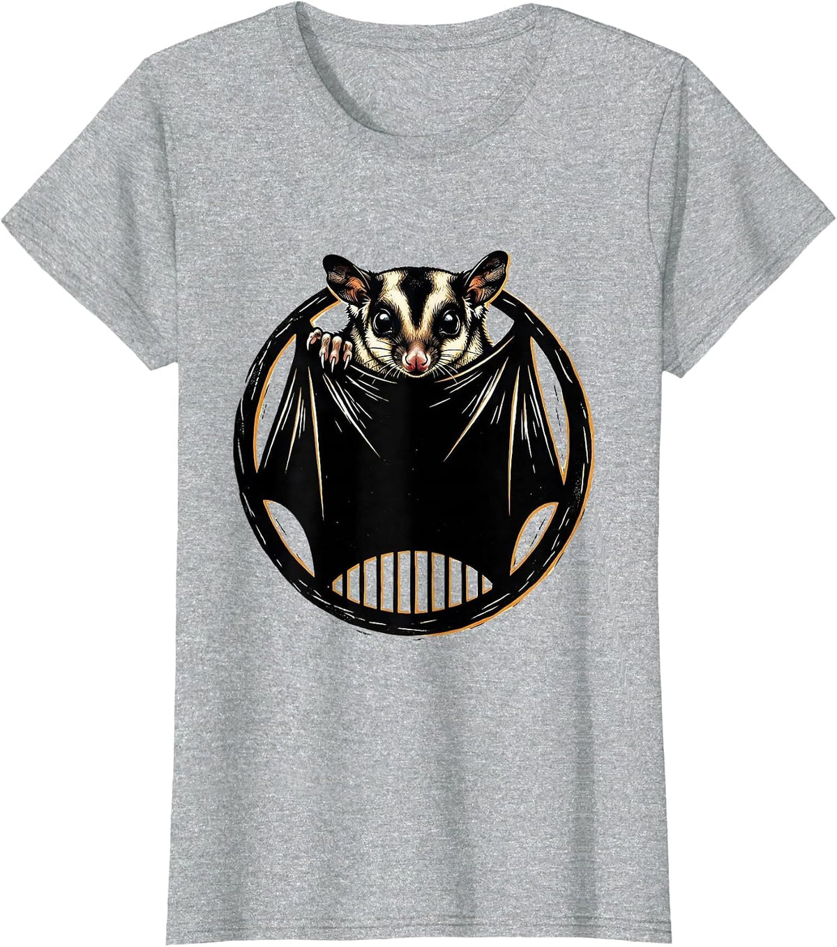 Sugar Glider Bonding Pouch Linocut Pet Owner Humor T-Shirt - Heather Grey