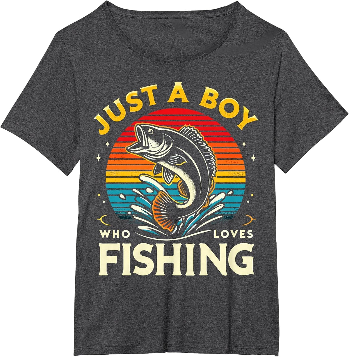 Fishing Funny Fisherman Bass Fish T-Shirt - Dark Heather Grey
