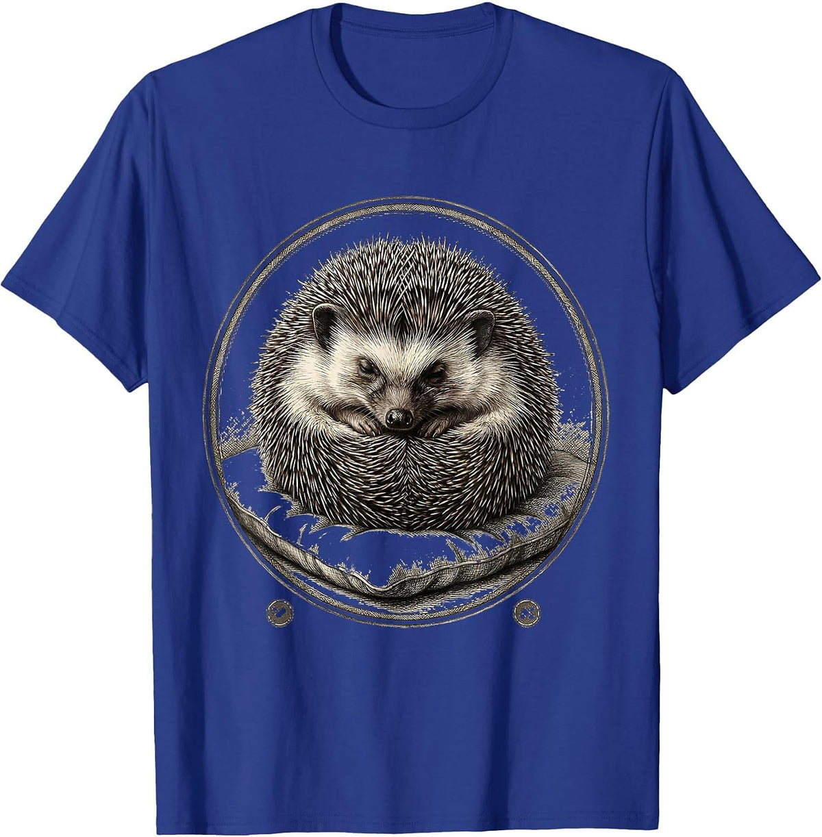 Sleeping Hedgehog Crosshatch Etching Animal Lover Gift T-Shirt - Royal Blue