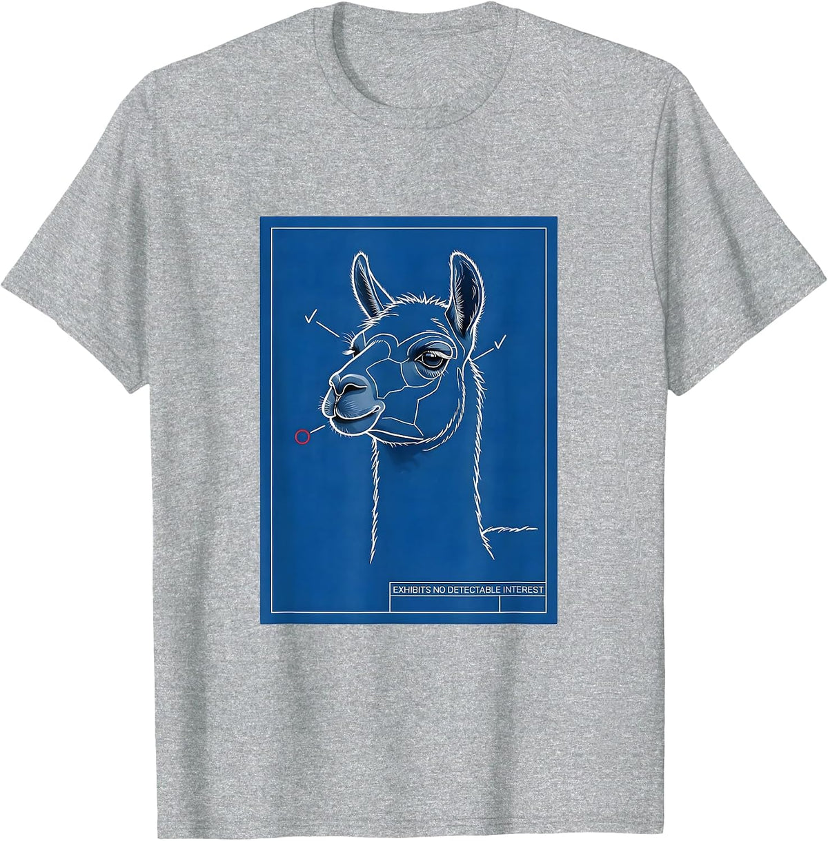 Men's Exhibits No Detectable Interest Funny Llama Alpaca Humor T-Shirt - Heather Grey