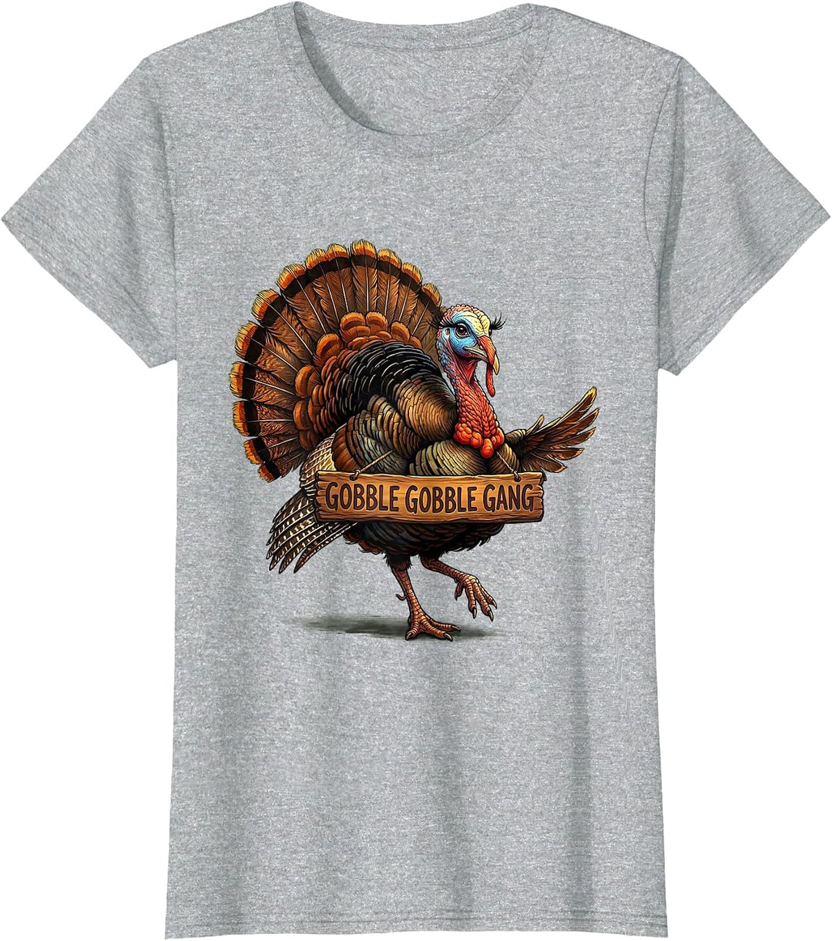 Gobble Gobble Gang Thanksgiving Design T-Shirt - Heather Grey