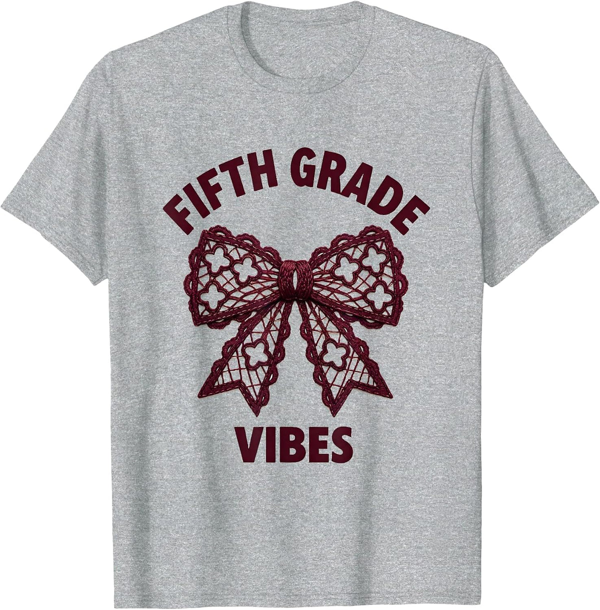 Men's Fifth Grade Vibes Coquette Bow Back to School Elementary T-Shirt - Heather Grey