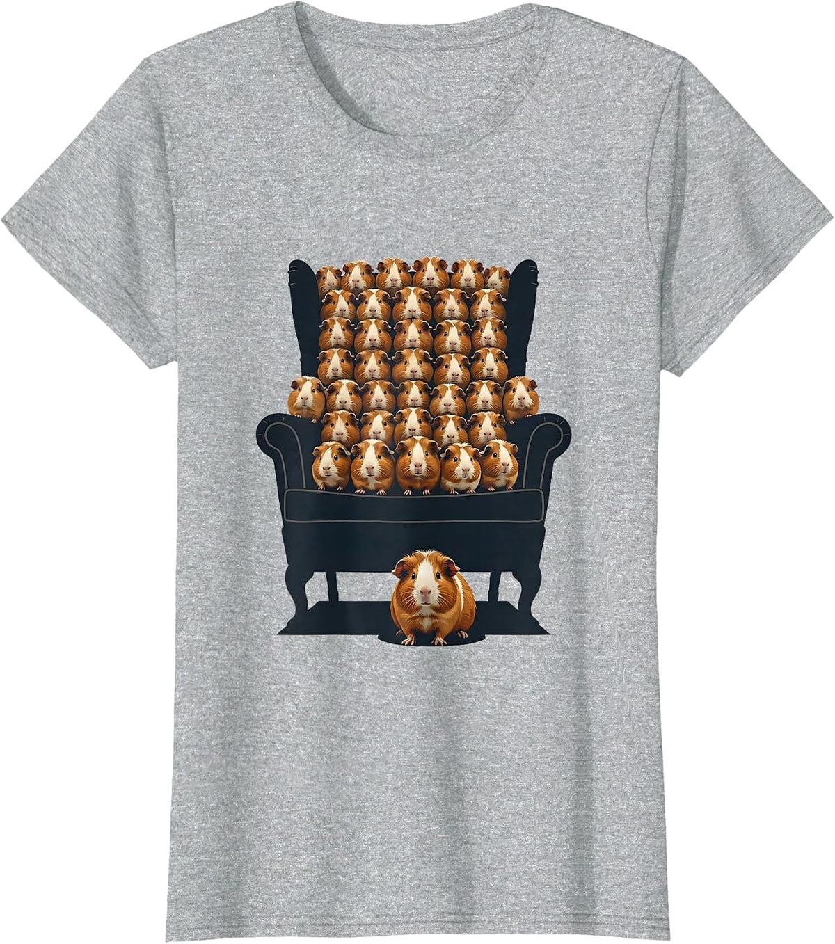 Guinea Pig Chair Funny Cavy Owner Humor T-Shirt - Heather Grey