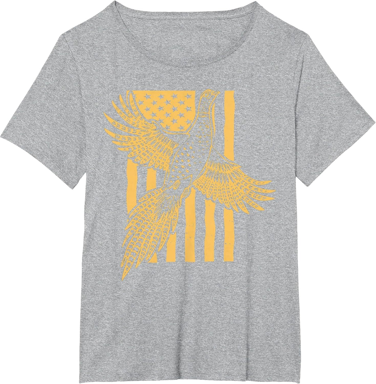 Vintage Pheasant Bird Hunter American Flag Hunting Father T-Shirt - Heather Grey