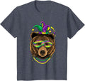Bear Animal Lover Cute Mardi Gras Carnival Jester T-Shirt, Youth, Heather Blue, X-Small - As Pictured