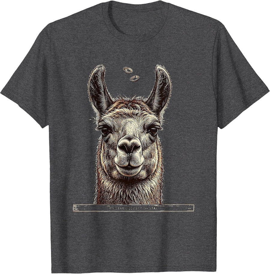 Men's Evidence Ledger 7M-1989 Funny Alpaca UFO Alien Novelty T-Shirt - Dark Heather Grey
