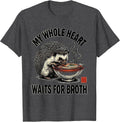 Men's My Whole Heart Waits For Broth Funny Anime Hedgehog Ramen T-Shirt - Dark Heather Grey