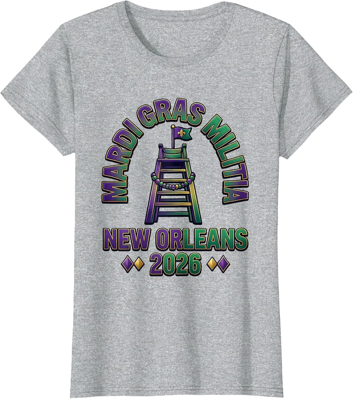 Mardi Gras Militia New Orleans 2026 Carnival Party Souvenir T-Shirt - Heather Grey