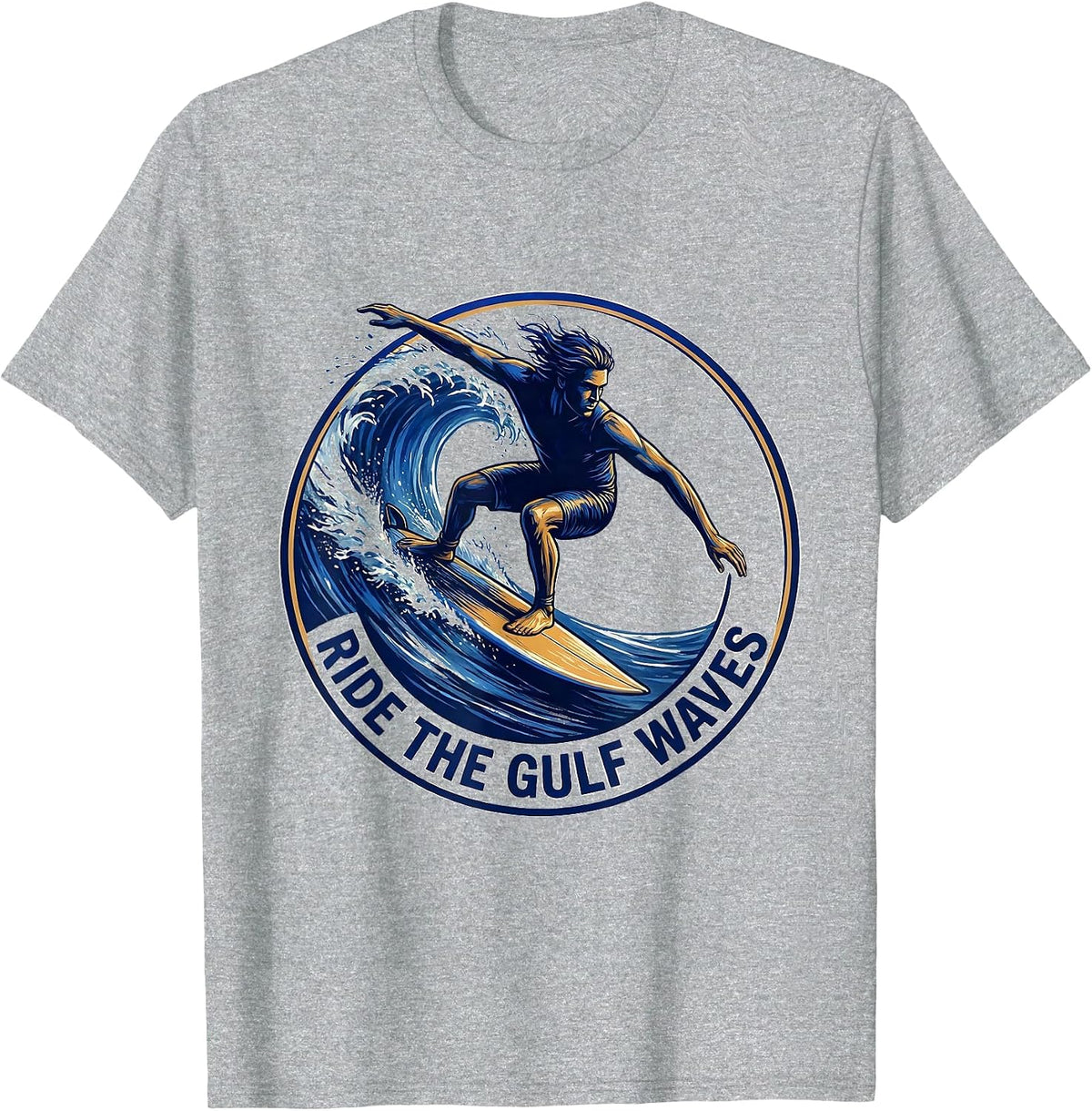 Men's Ride the Gulf Waves Gulf of America Design T-Shirt - Heather Grey