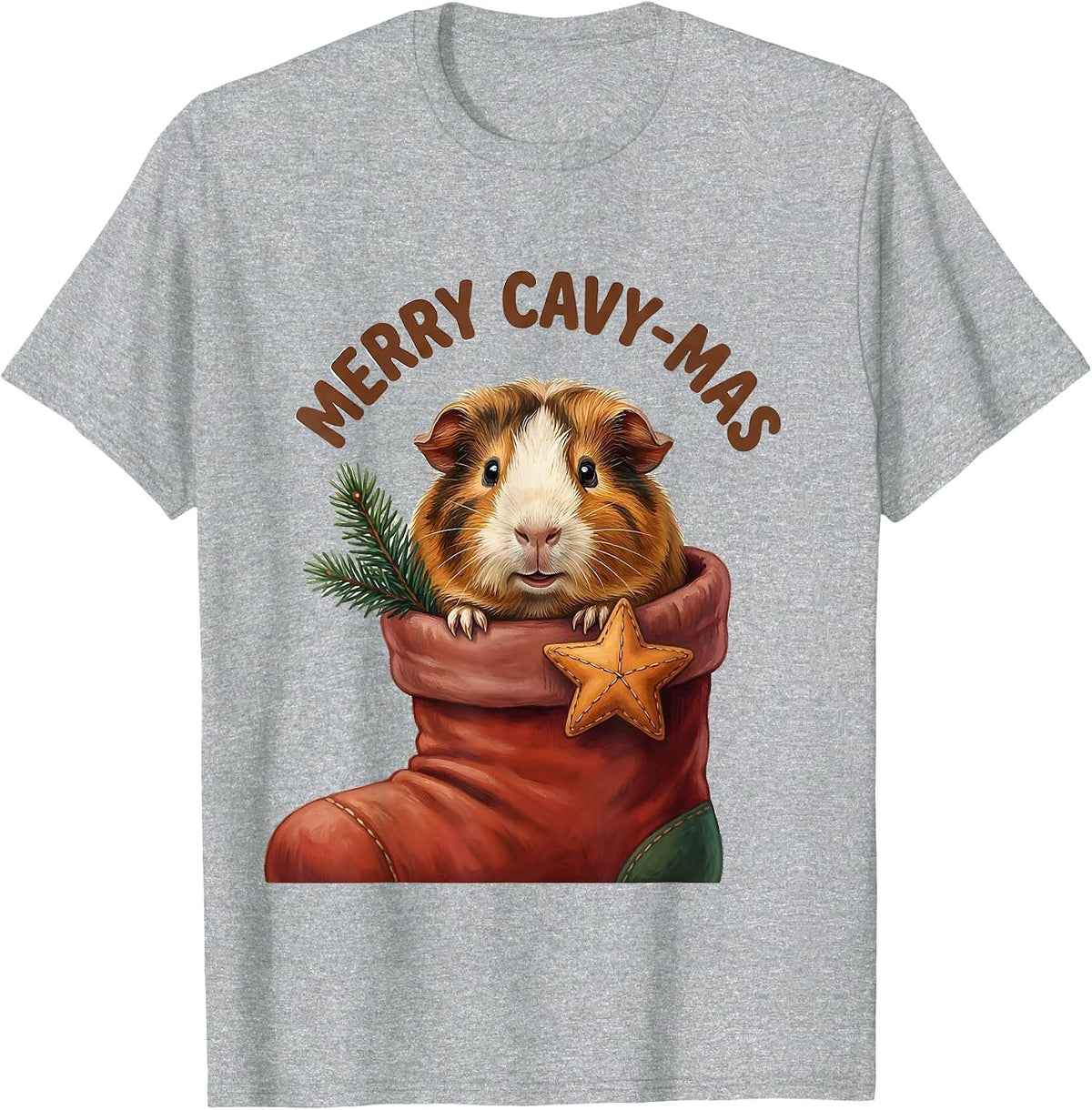 Men's Merry Cavy-mas Storybook Guinea Pig Christmas Pet Lover T-Shirt - Heather Grey