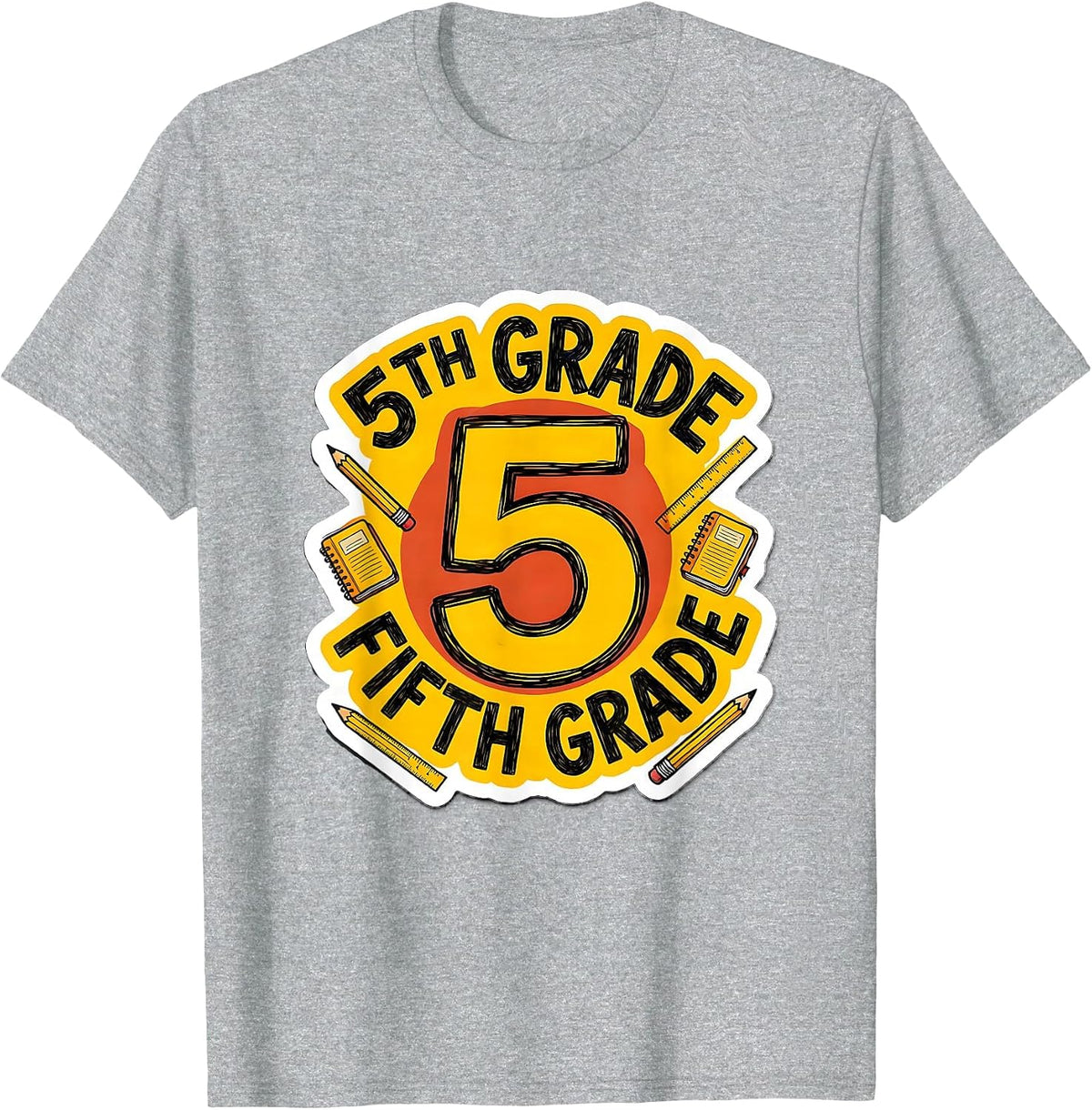 Men's 5TH GRADE FIFTH GRADE Typography Team Back To School T-Shirt - Heather Grey
