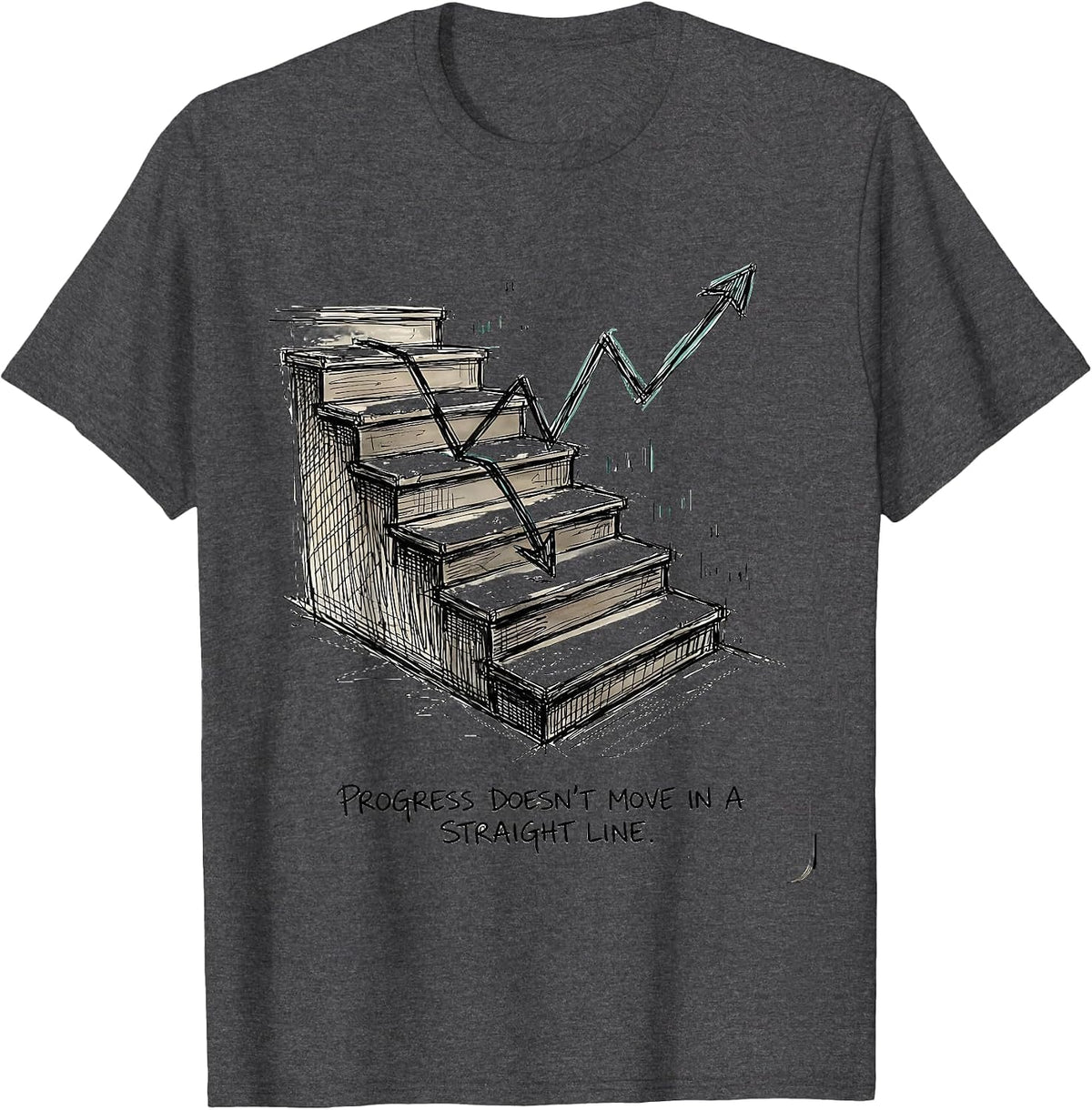 Progress Doesn't Move In A Straight Line Special Education T-Shirt - Dark Heather Grey