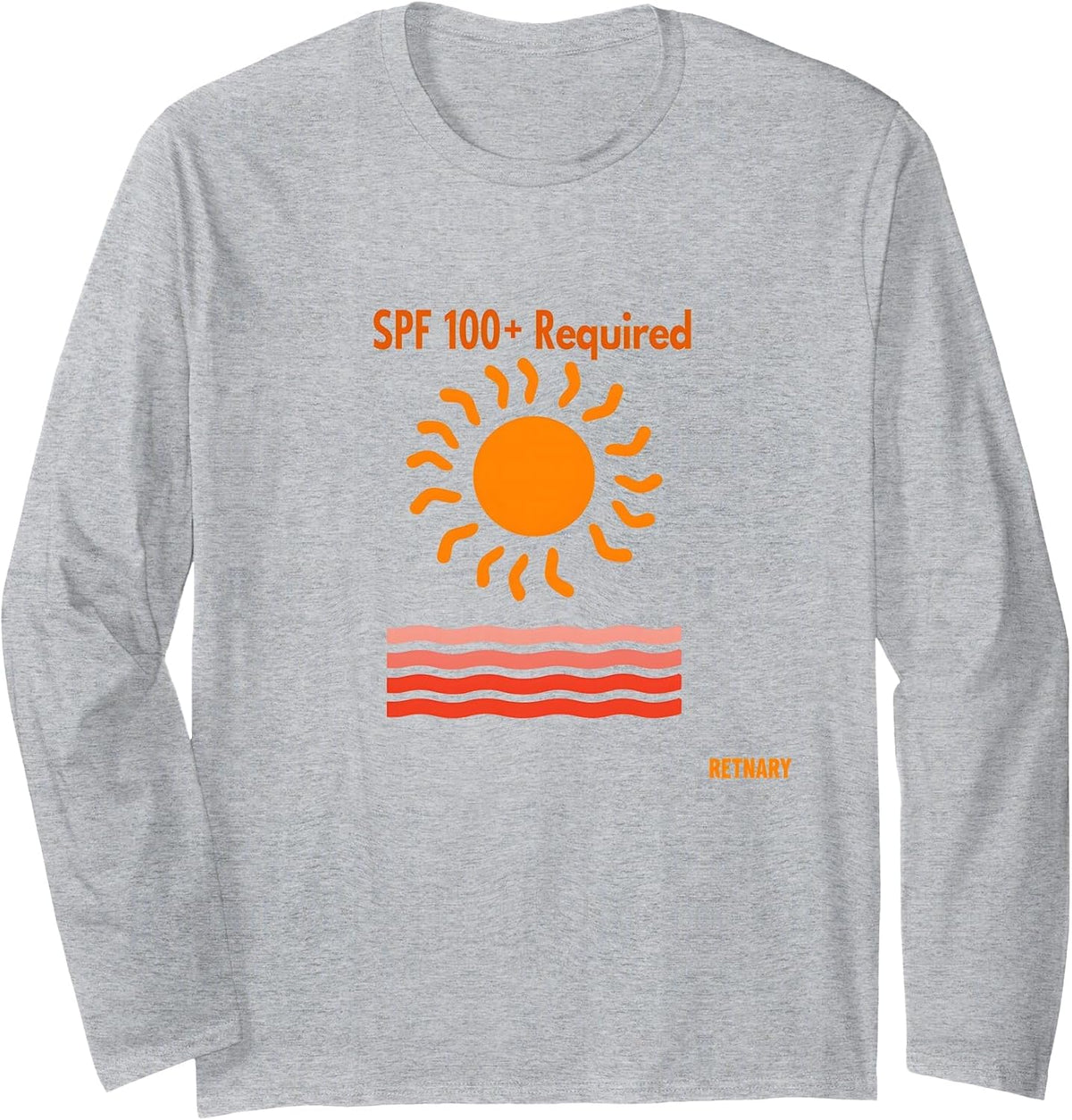 SPF 100+ Required Caucasian Sun Protection Humour Beach Long Sleeve T-Shirt - Adult Unisex Heather Grey