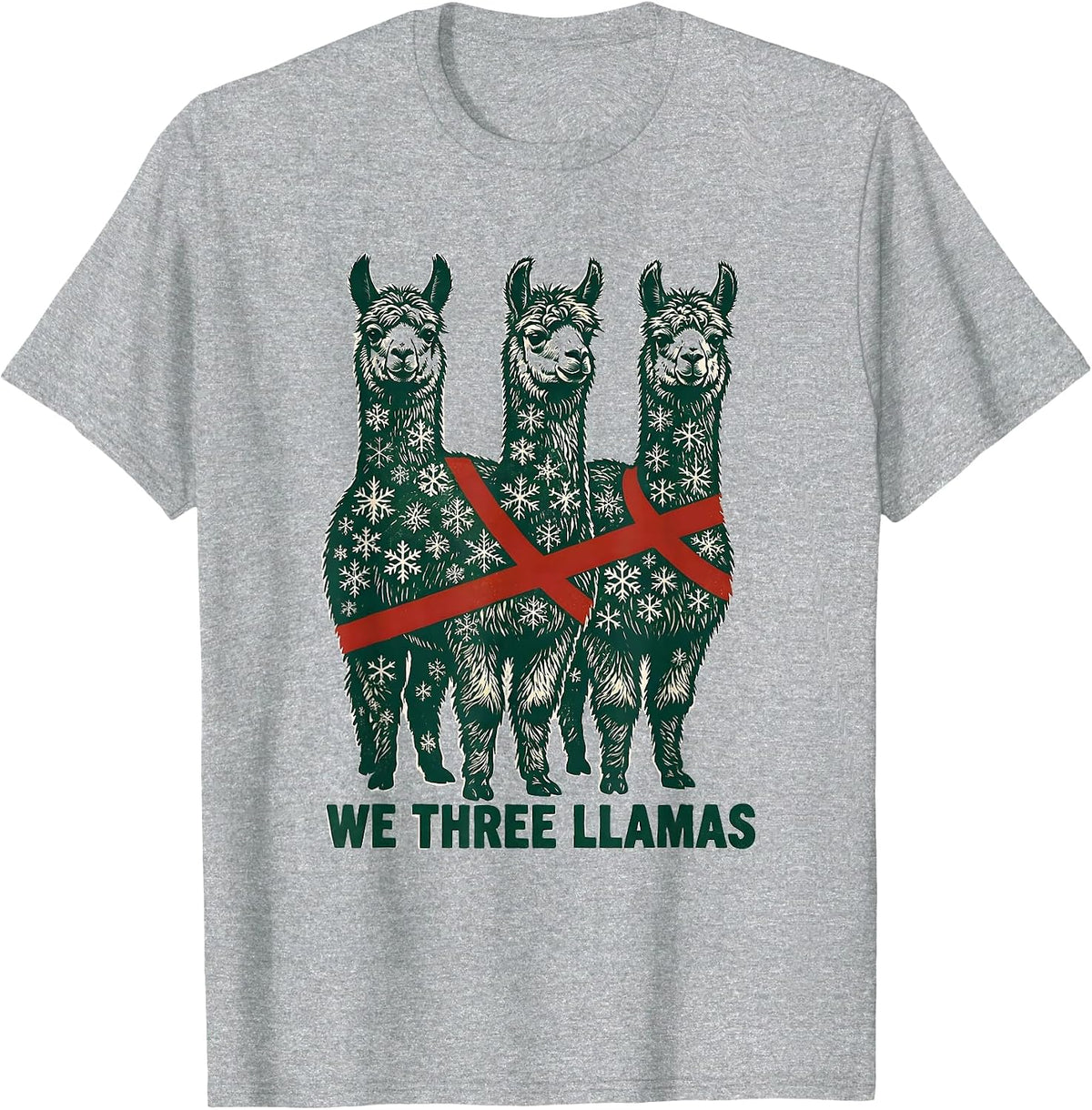 Men's We Three Llamas Funny Christmas Llama Lover Alpaca Pun T-Shirt - Heather Grey