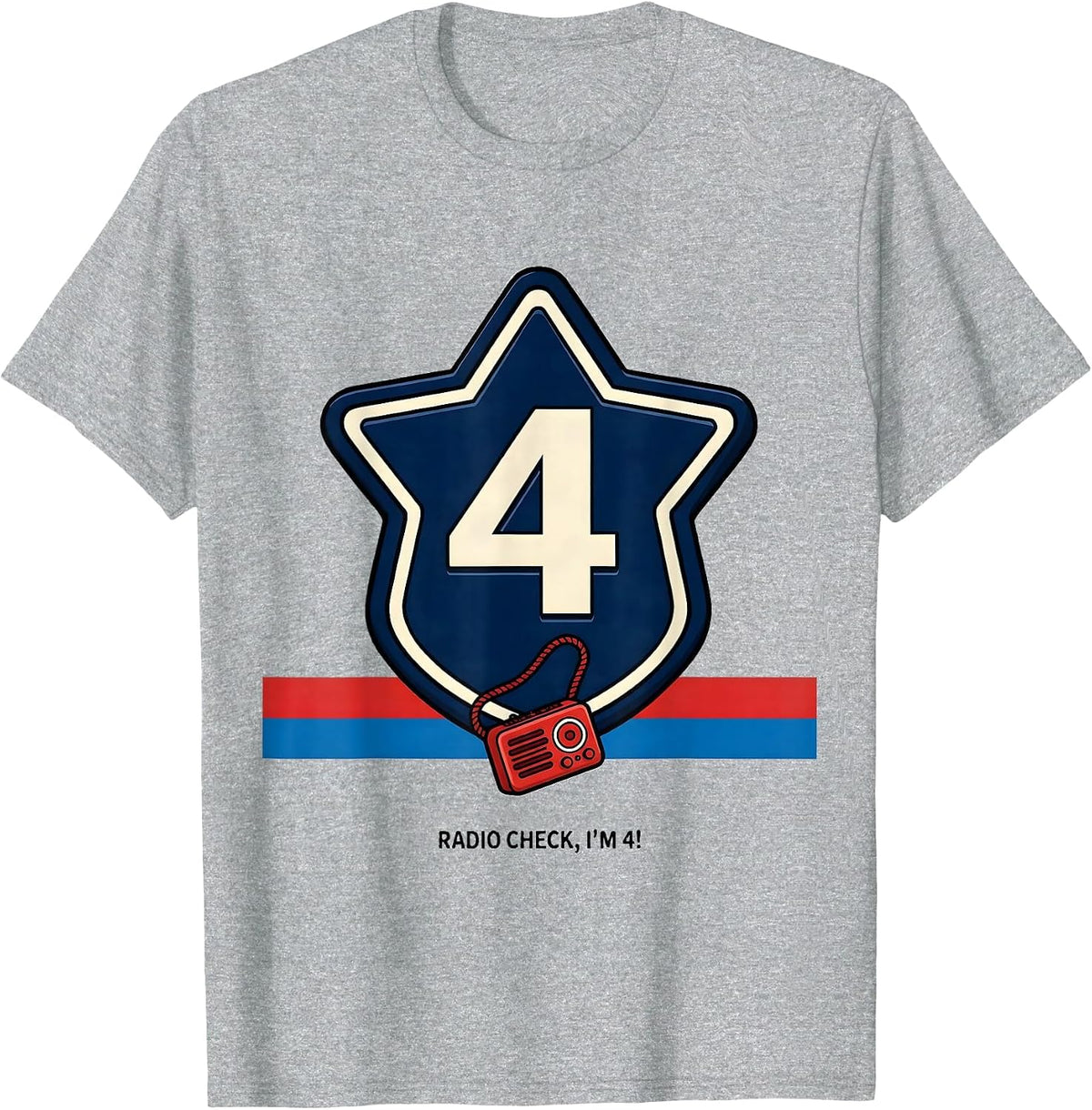 Men's Radio Check, I'm 4! Future Police Officer Kids Costume Play T-Shirt - Heather Grey